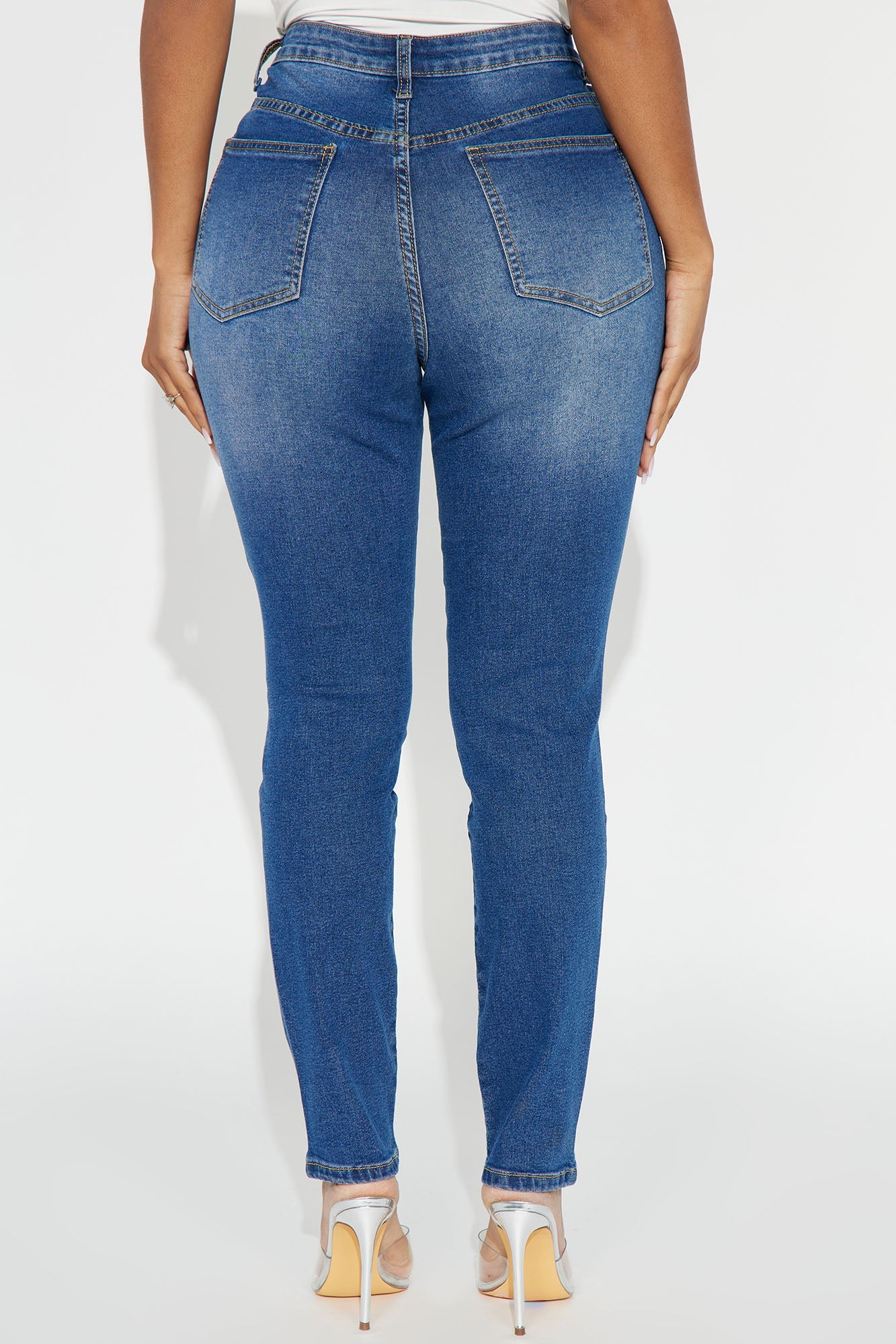 Call It Love Stretch Ripped Skinny Jeans - Dark Wash