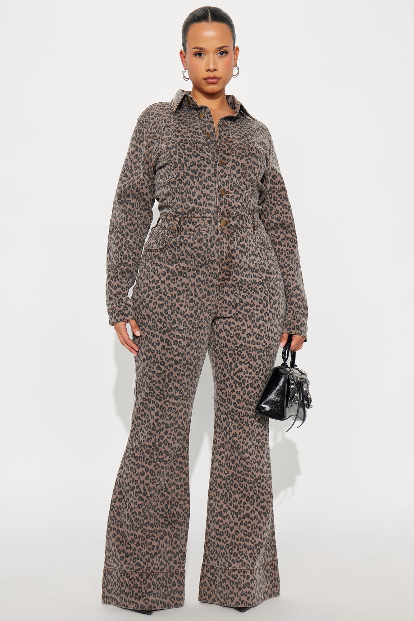Wild Time Leopard Denim Jumpsuit - Leopard