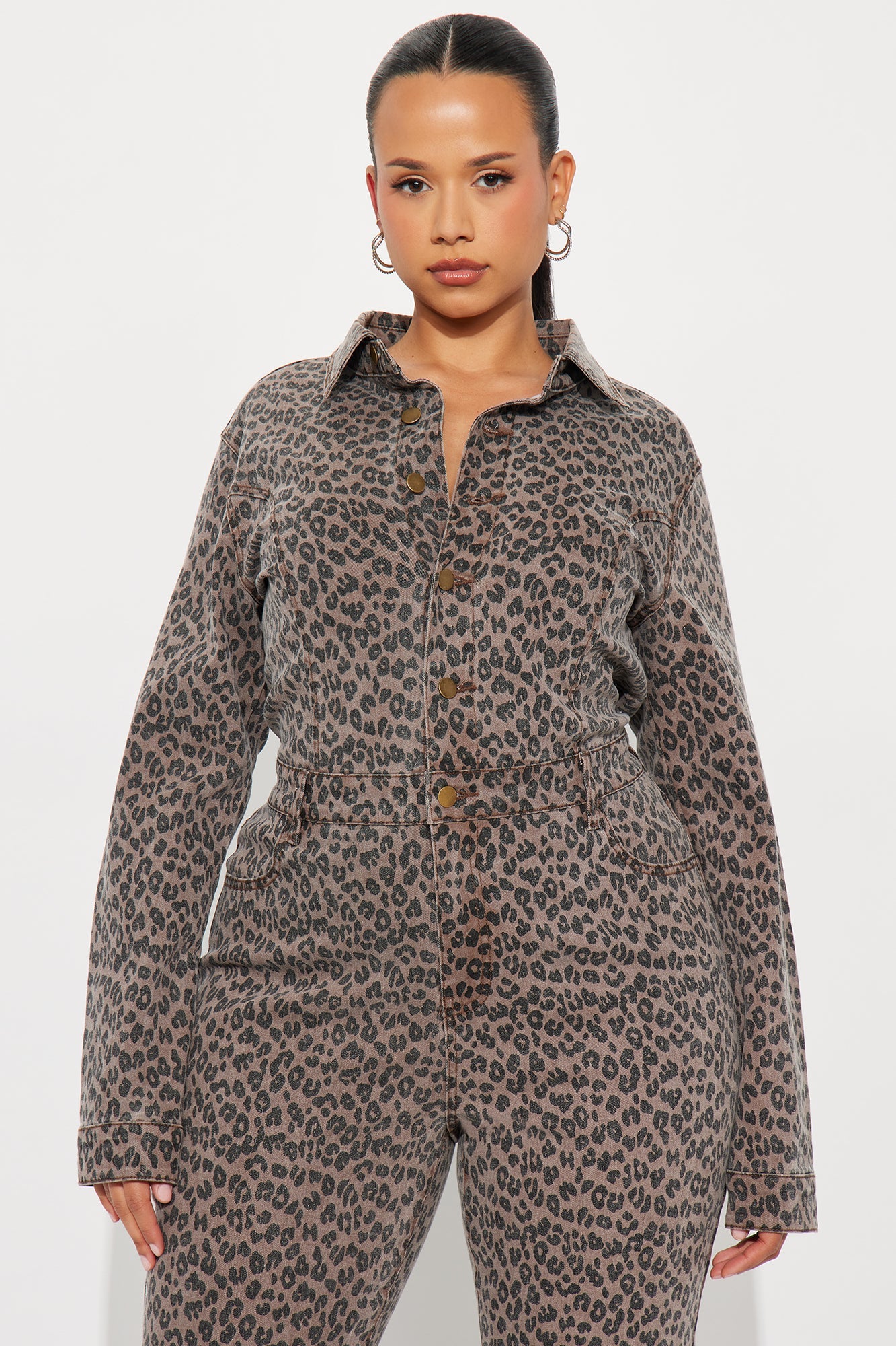 Wild Time Leopard Denim Jumpsuit - Leopard