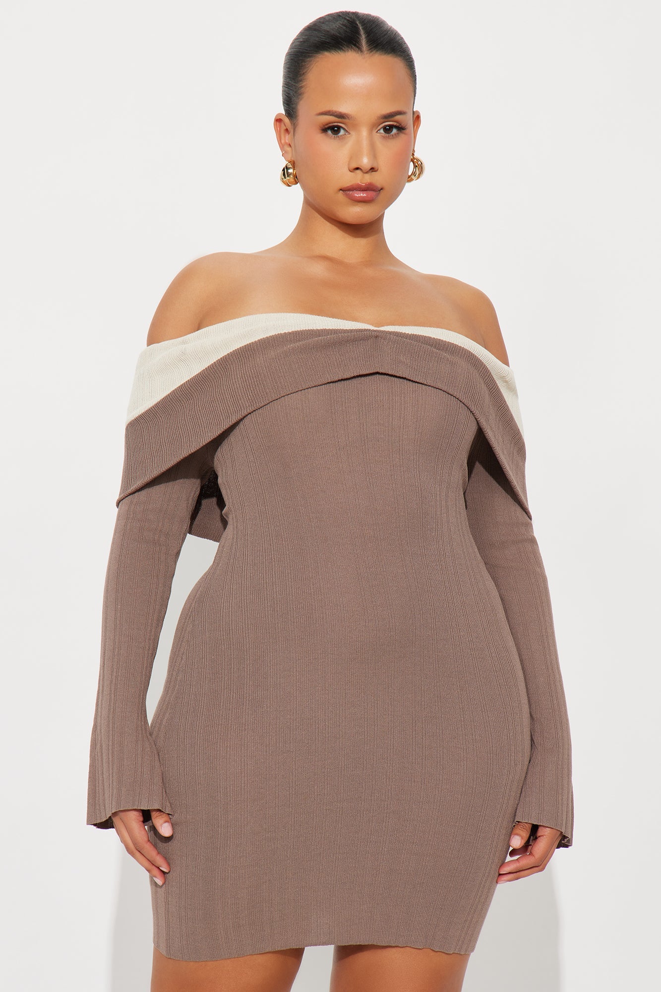 Spice Me Up Sweater Mini Dress - Mocha