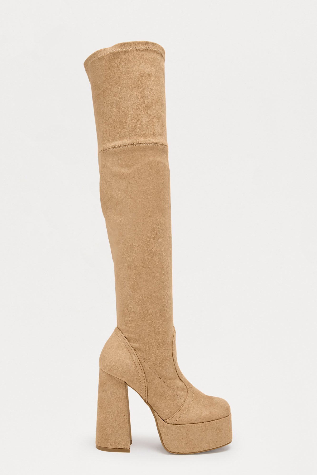 Winna Platform Thigh High Boots - Natural