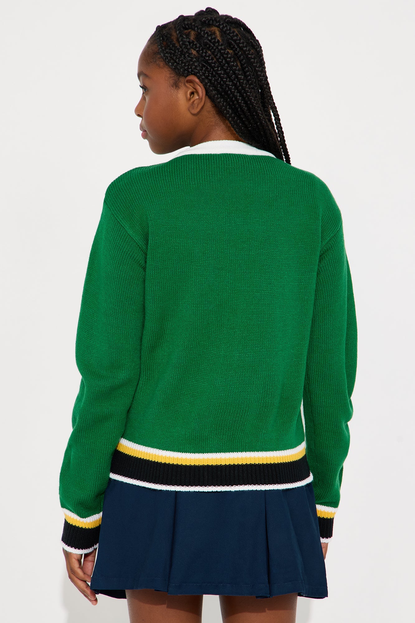 Mini Half Time Varsity Cardigan - Green