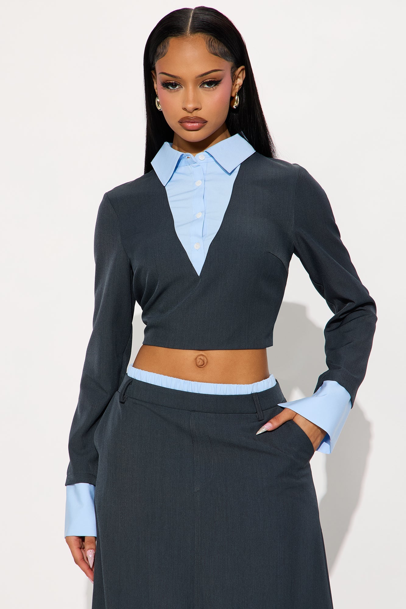 CEO Slay Maxi Skirt Set - Navy