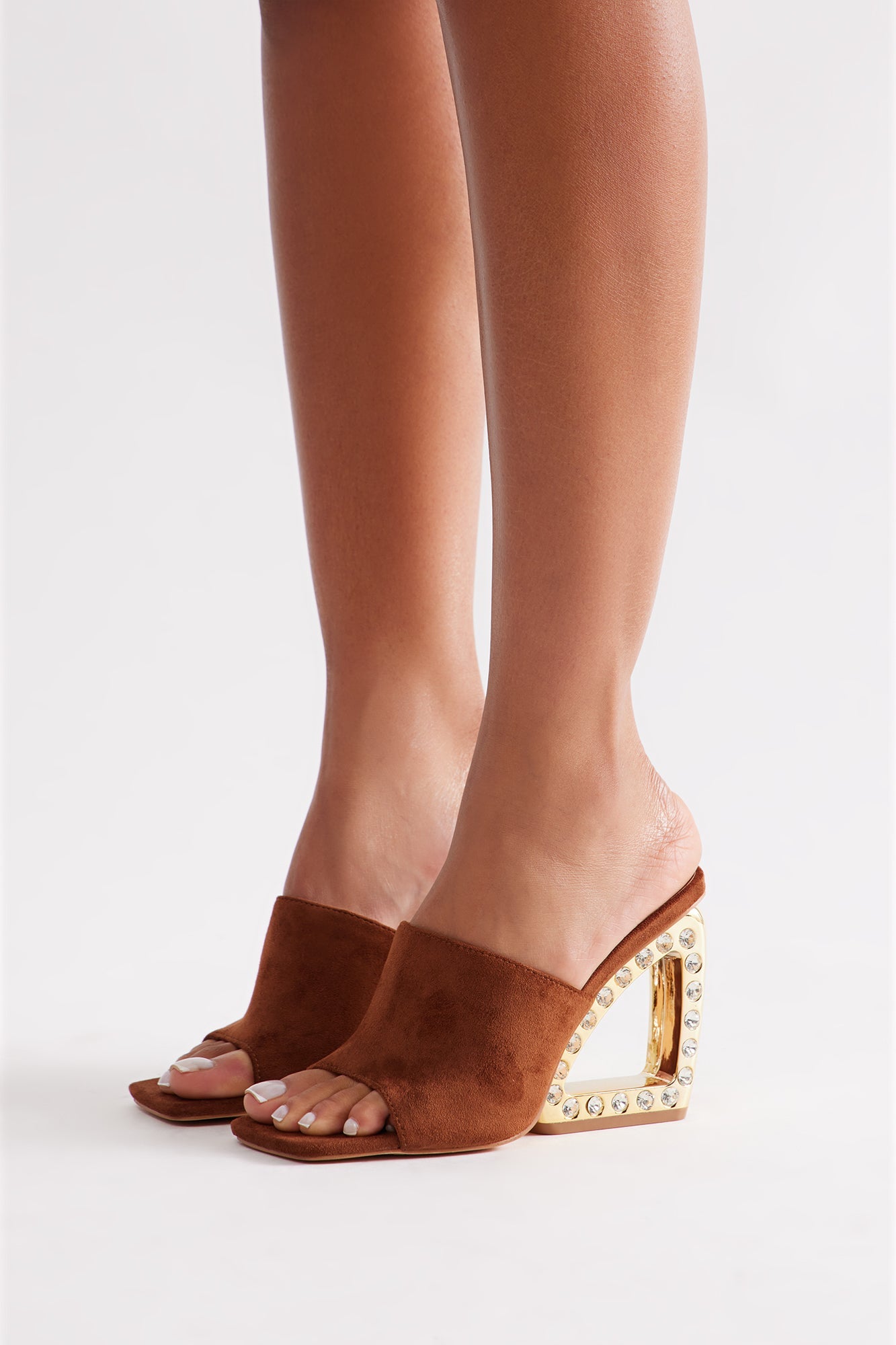 Zayna Rhinestone Trim Wedges - Brown