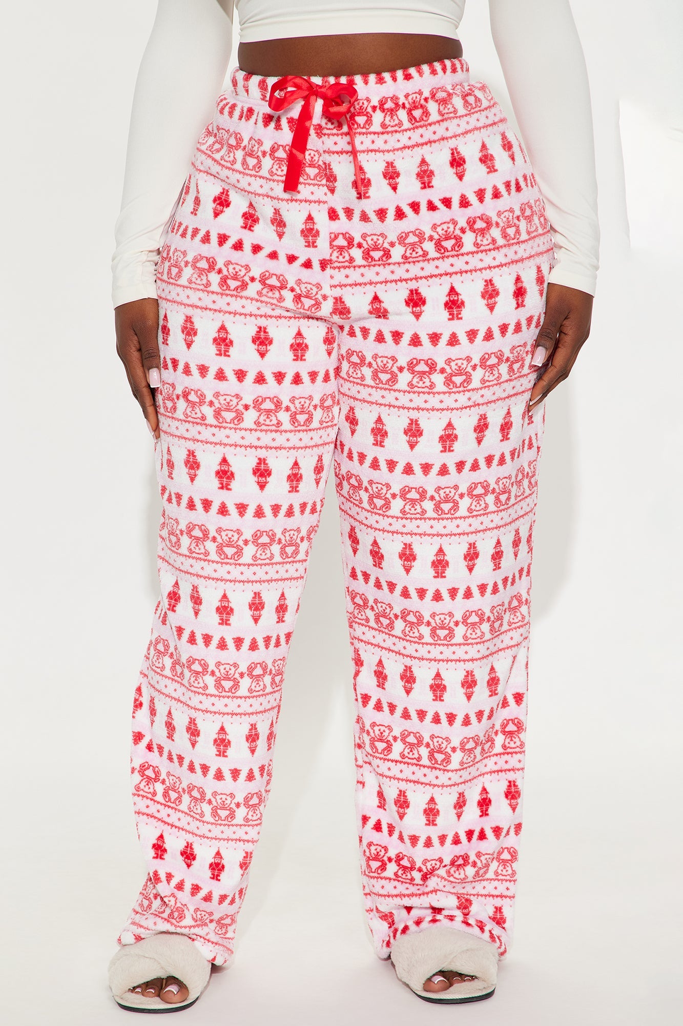 Coziest Bear Plush PJ Pants - Red/combo