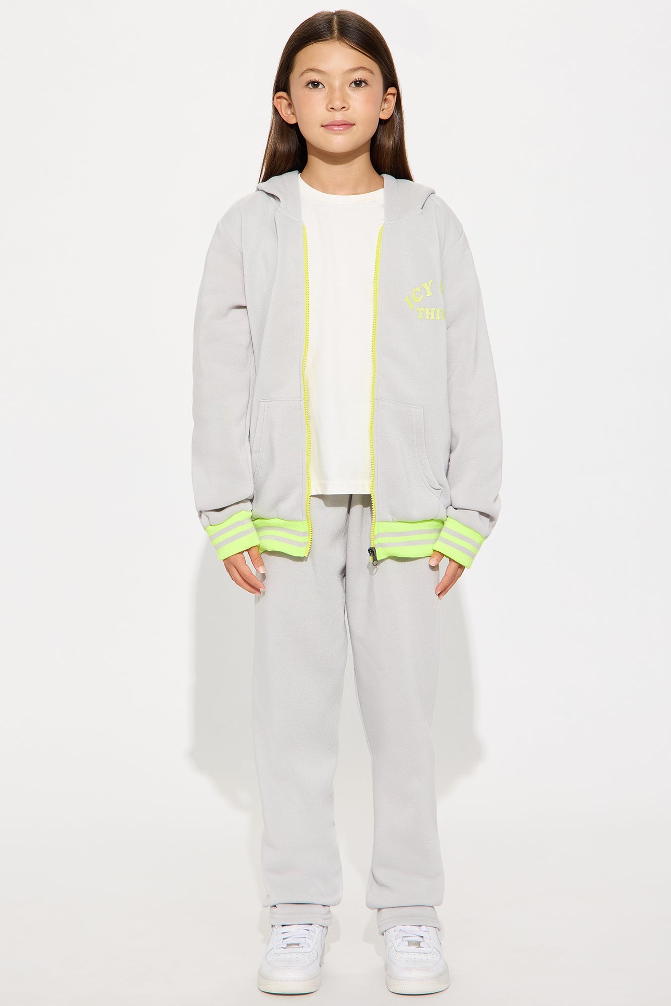 Mini Icy Girl Things Hoodie And Pant Set - Heather Grey