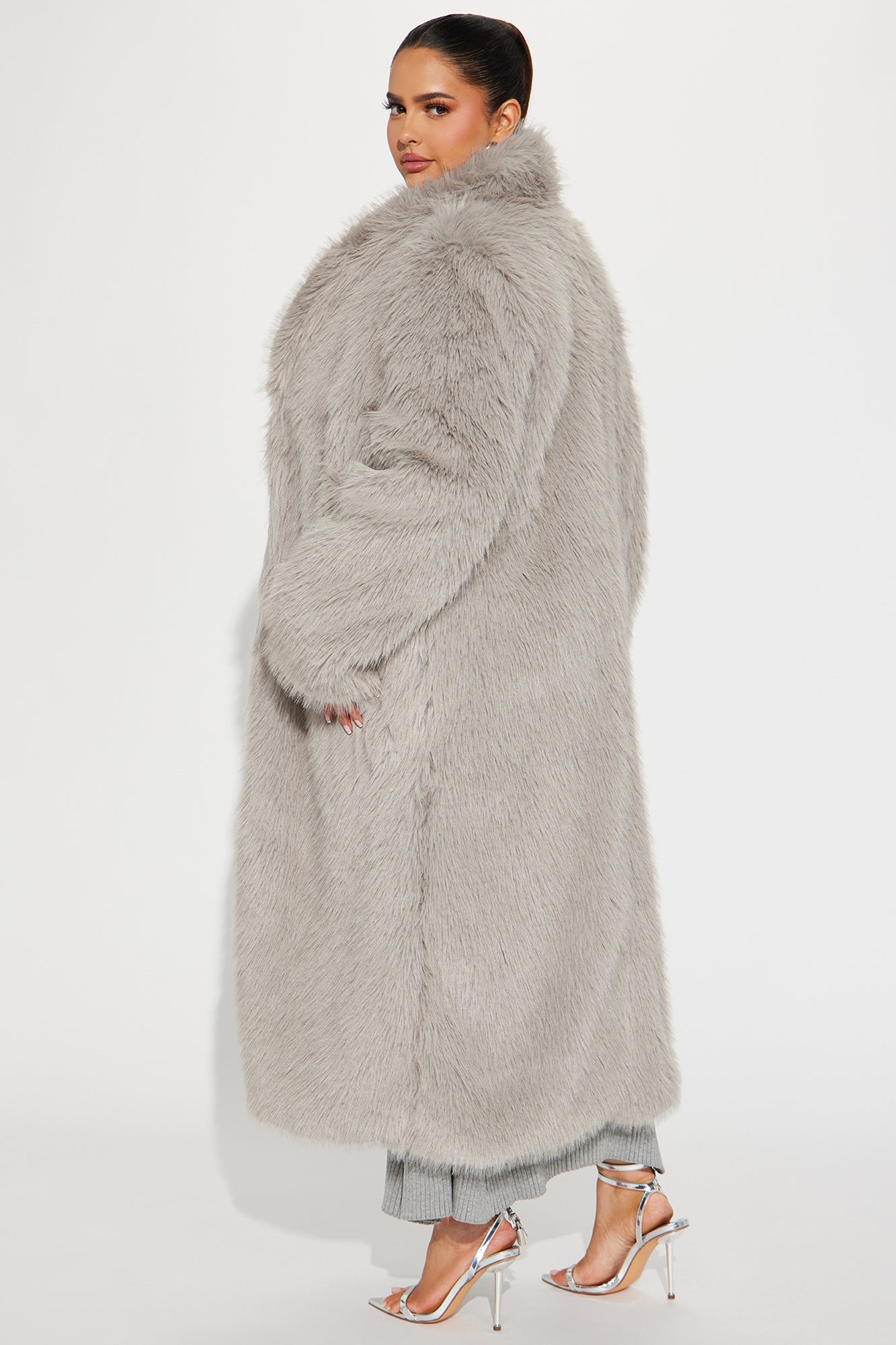 Jobelle Faux Fur Coat - Charcoal