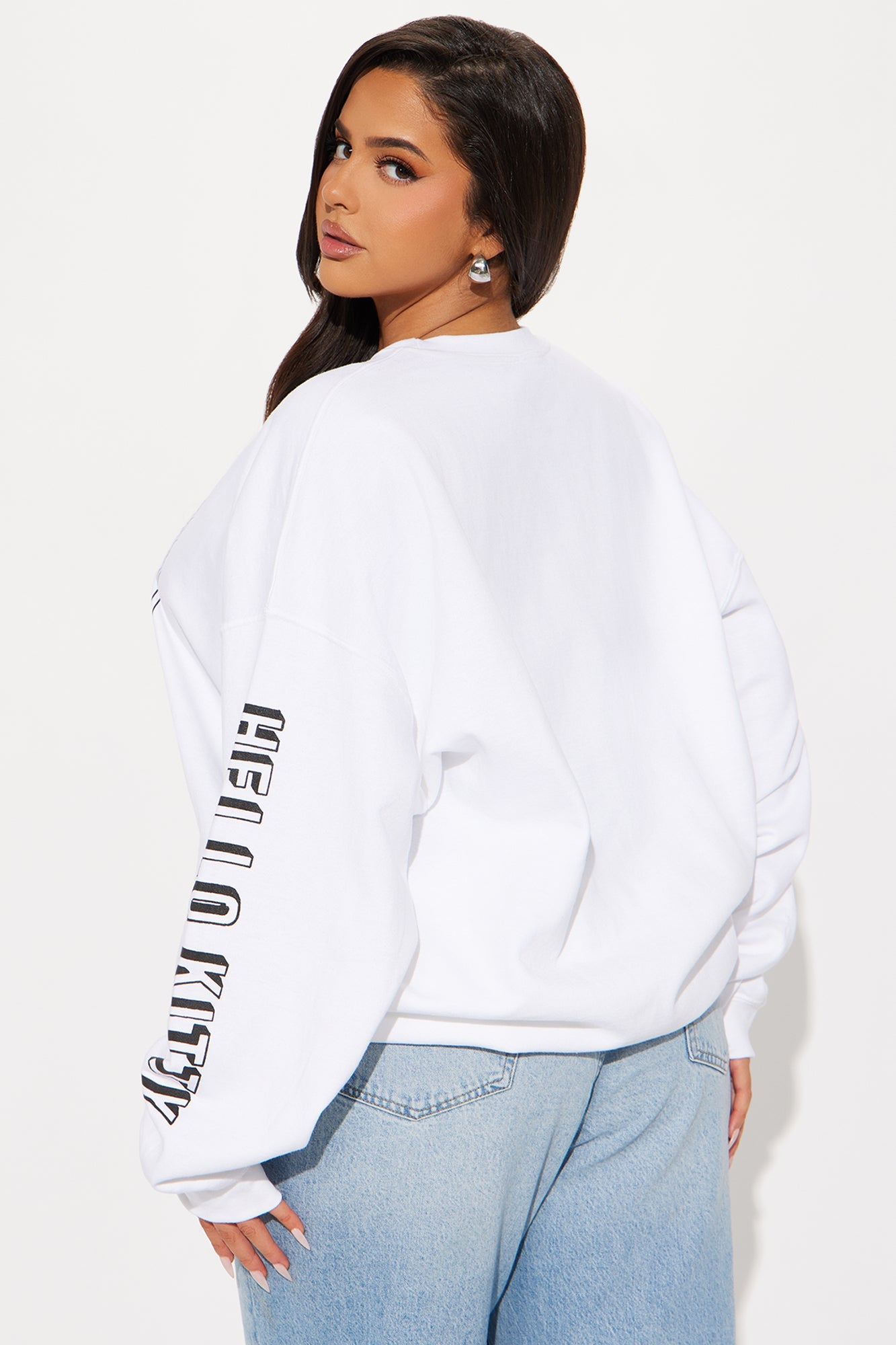 Hello Kitty Glitter Crew Neck Sweatshirt - White