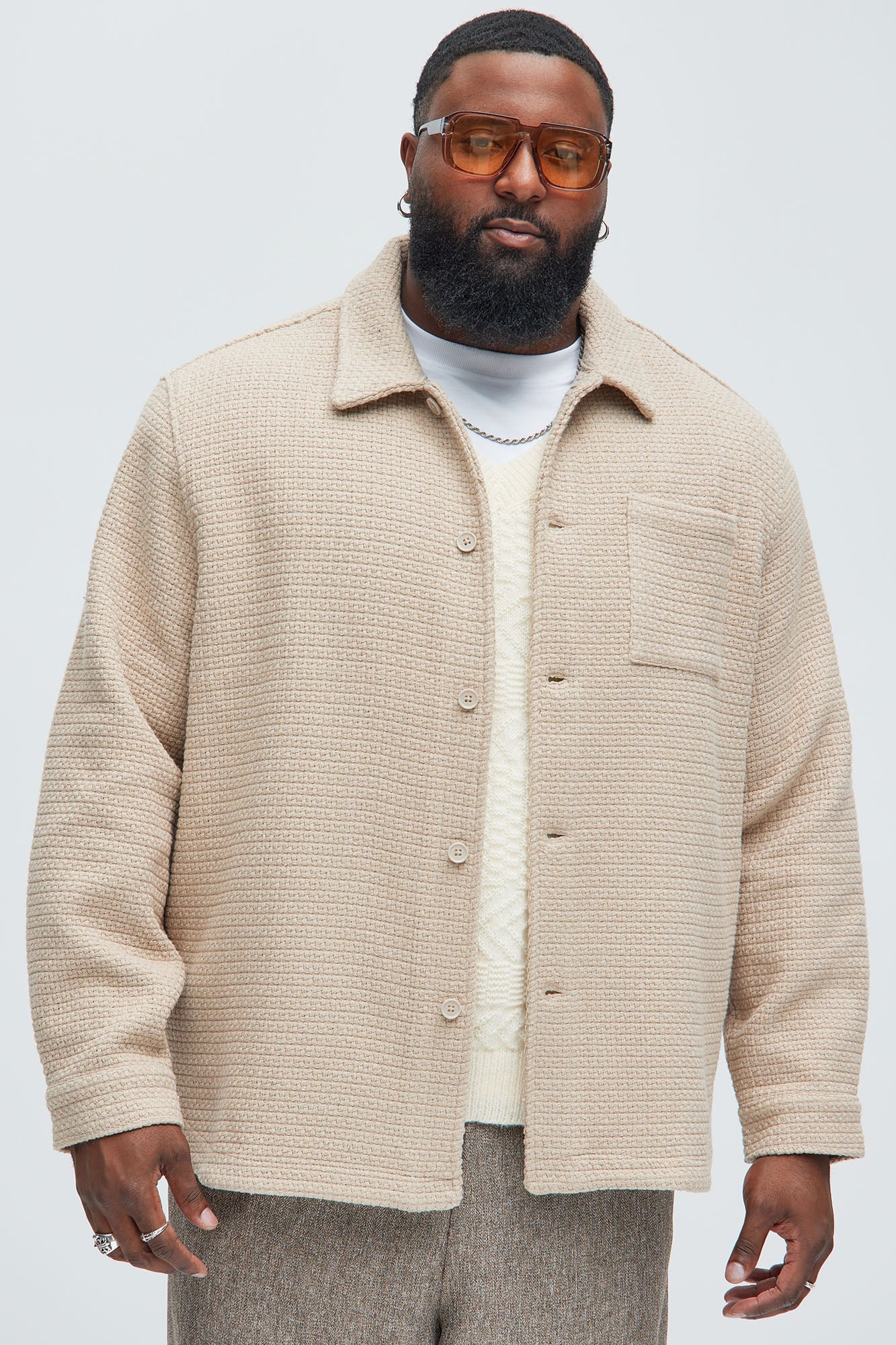 Linden Textured Button Up Shirt - Tan