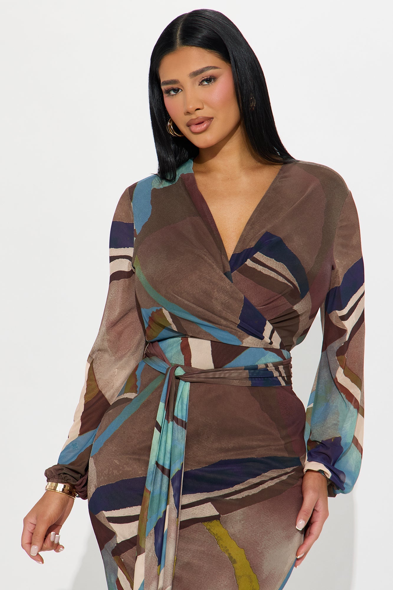 Dreaming Big Mesh Maxi Dress - Blue/combo