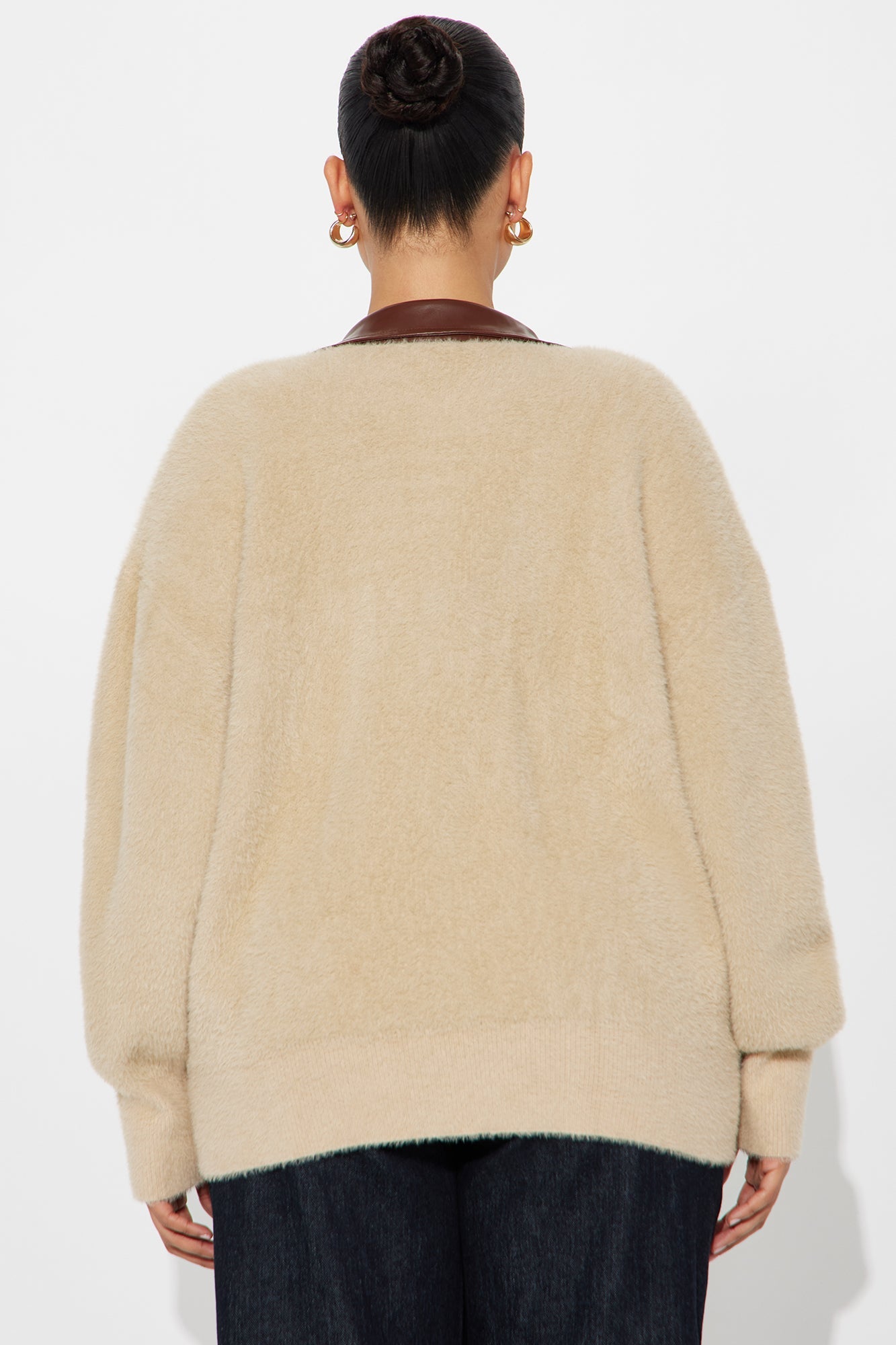 Got That Sense Front Zip Fuzzy Cardigan - Taupe/combo