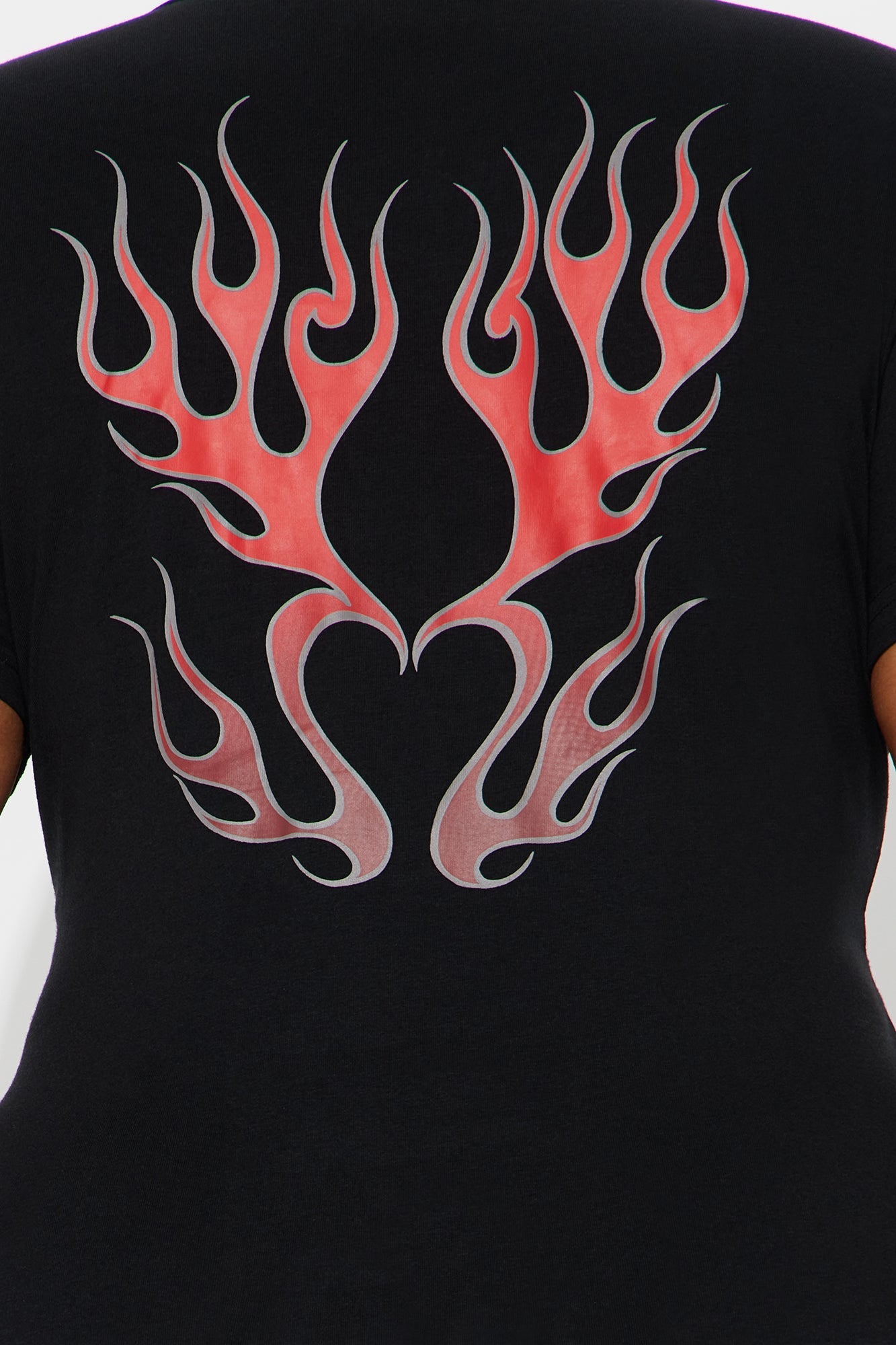 Von Dutch Flames Long Sleeve Mini Dress - Black/Red