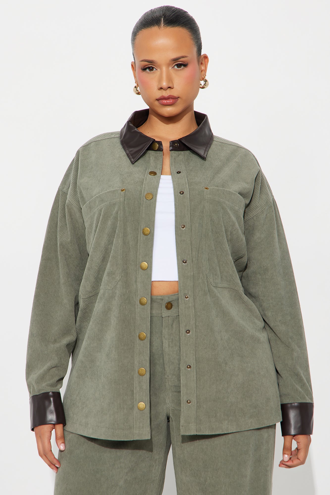 Cathleen Corduroy Pant Set - Olive