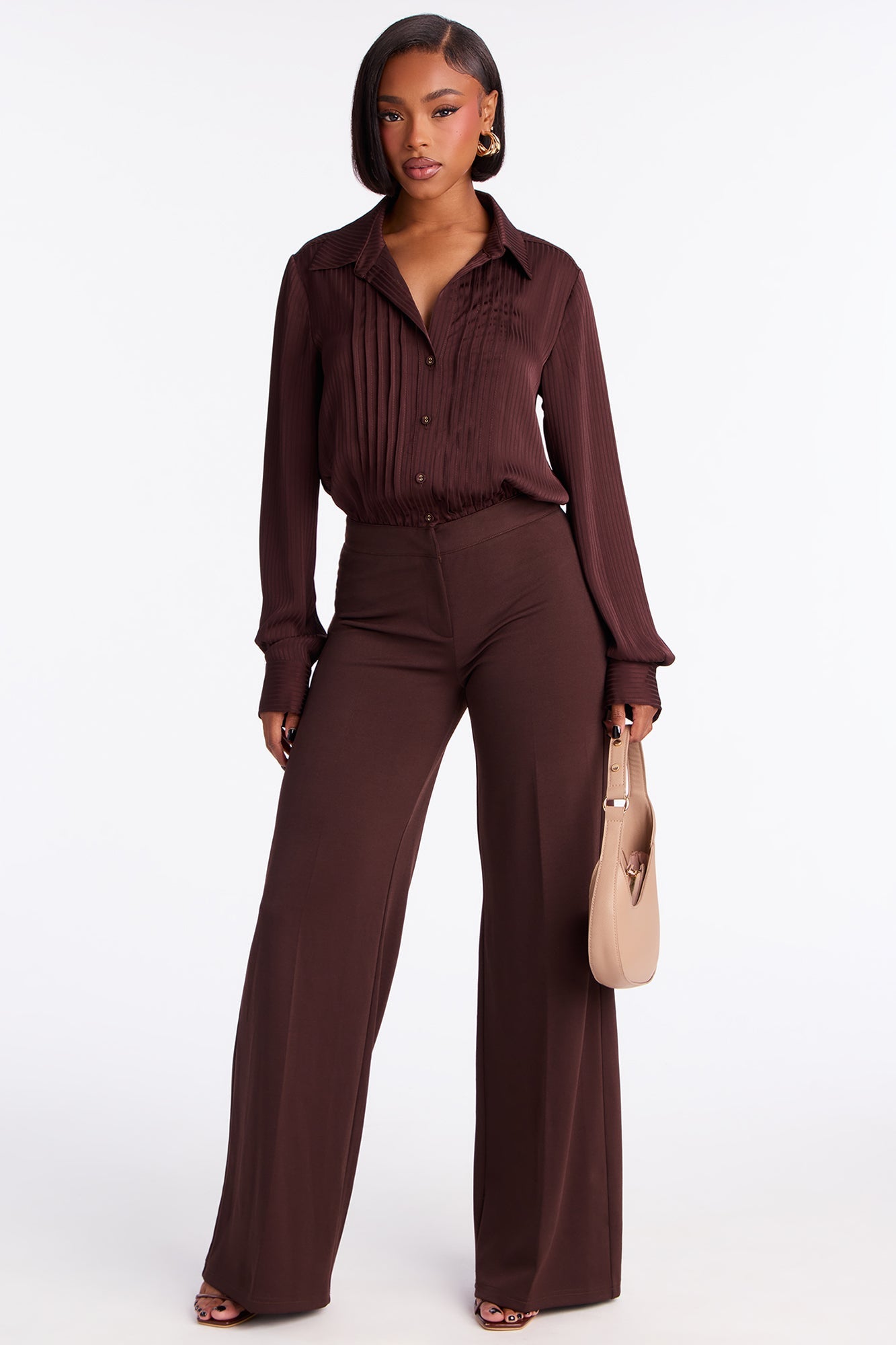 Veronica Satin Jumpsuit - Brown