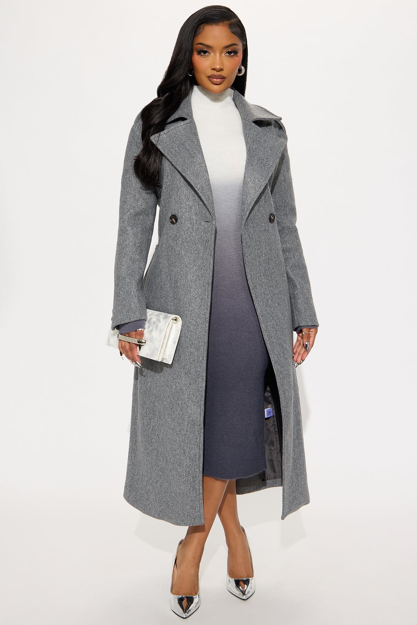 Thea Ombre Sweater Midi Dress - Grey/combo