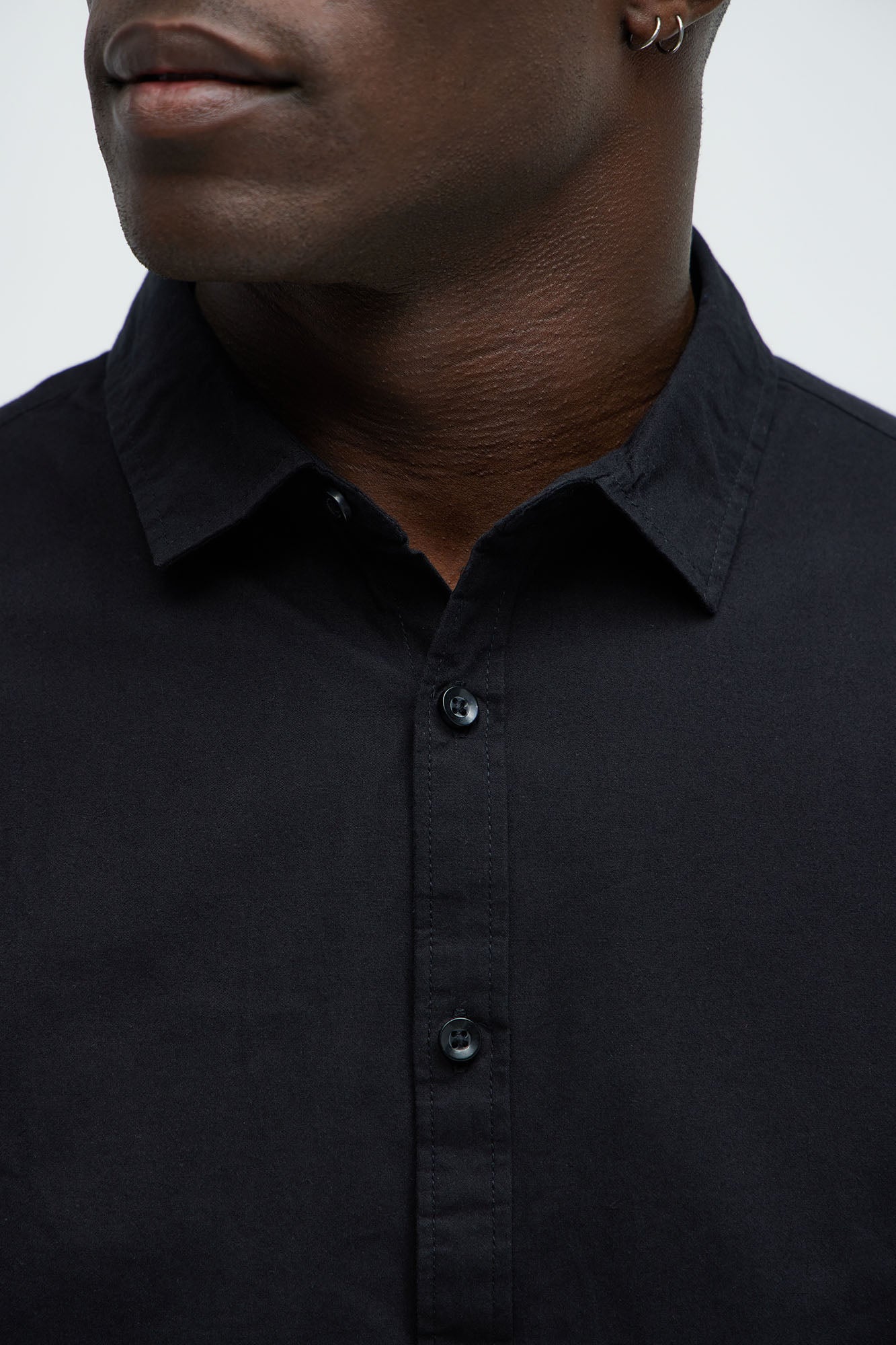 Ryland Cotton Long Sleeve Button Up Shirt - Black