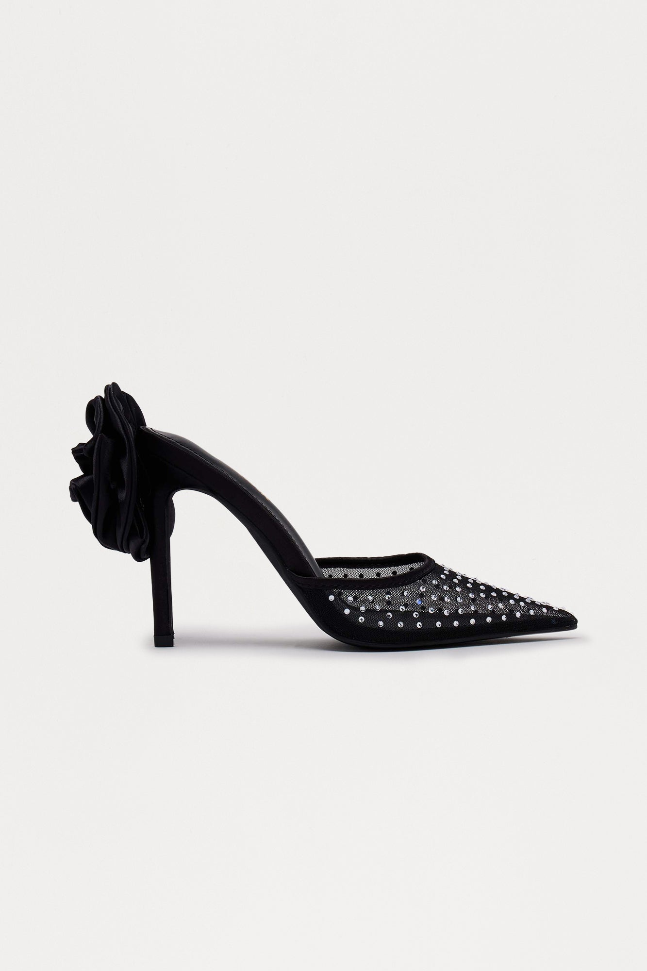 Halima Rhinestone Flower Pumps - Black