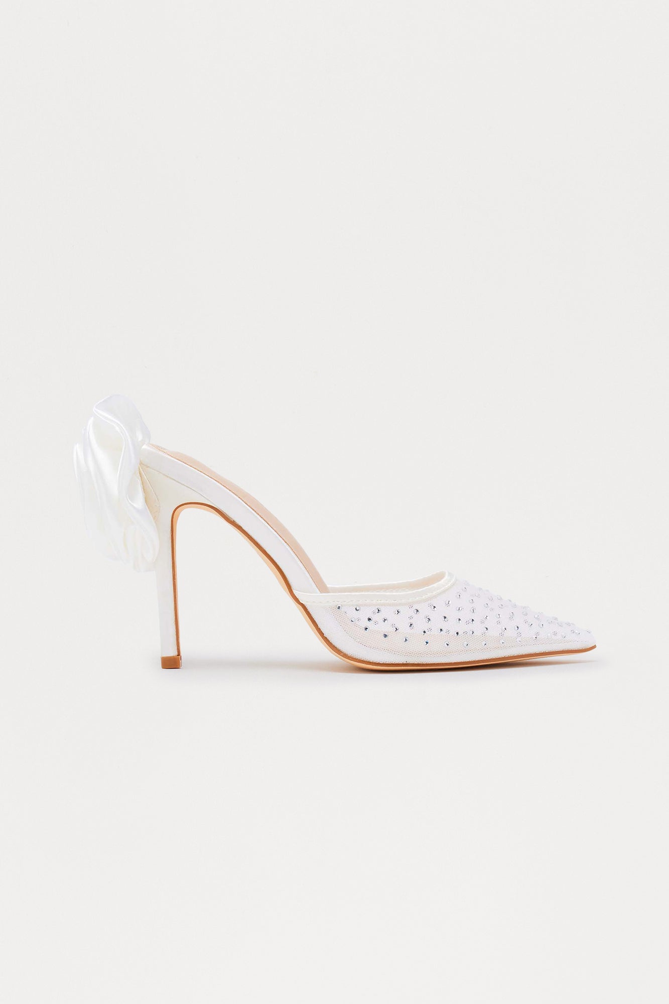 Halima Rhinestone Flower Pumps - White