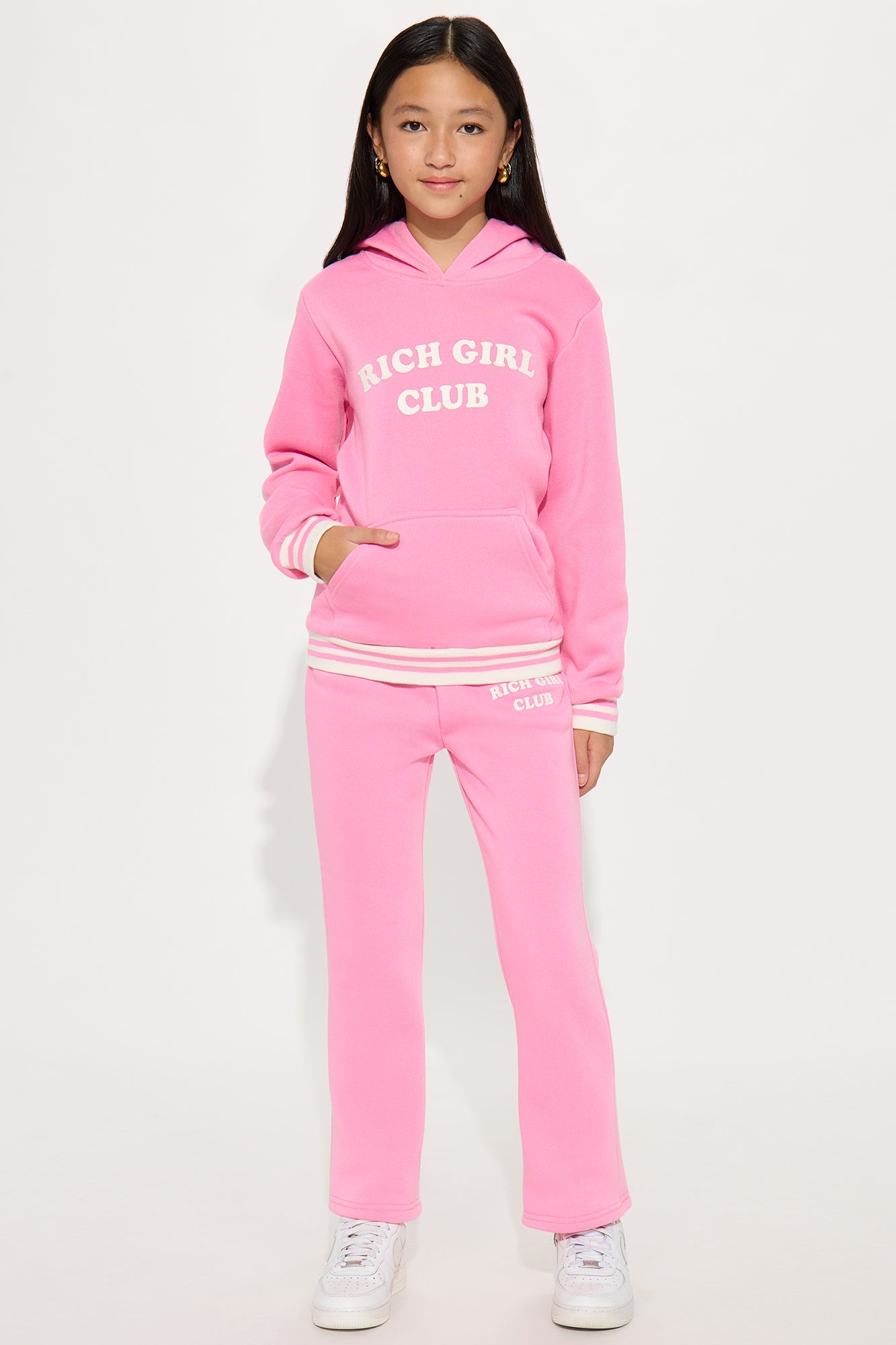 Mini Rich Girl Club Hoodie And Pant Set - Pink