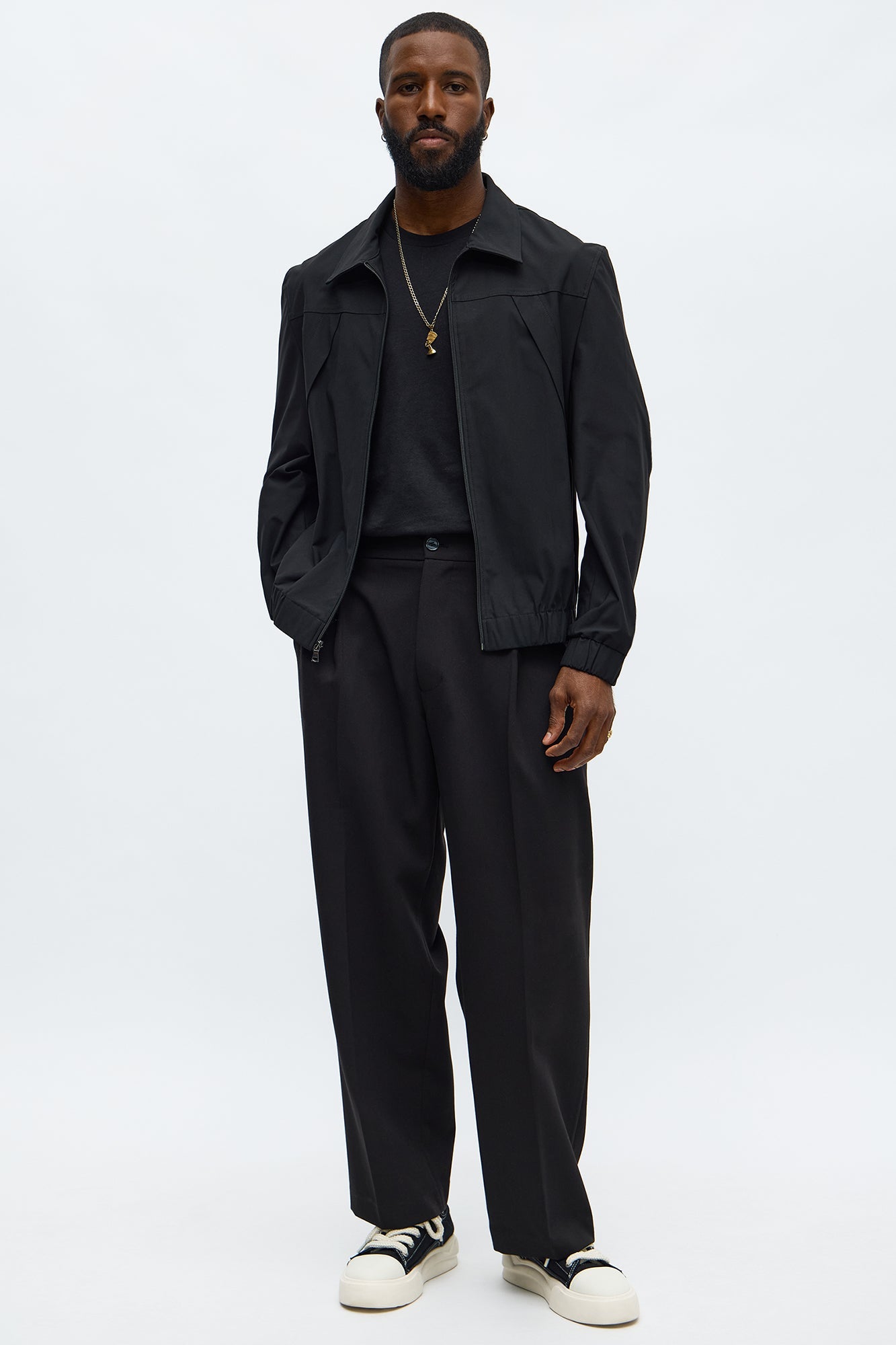 Relaxed Cedric Stretch Zip Tech Jacket - Black