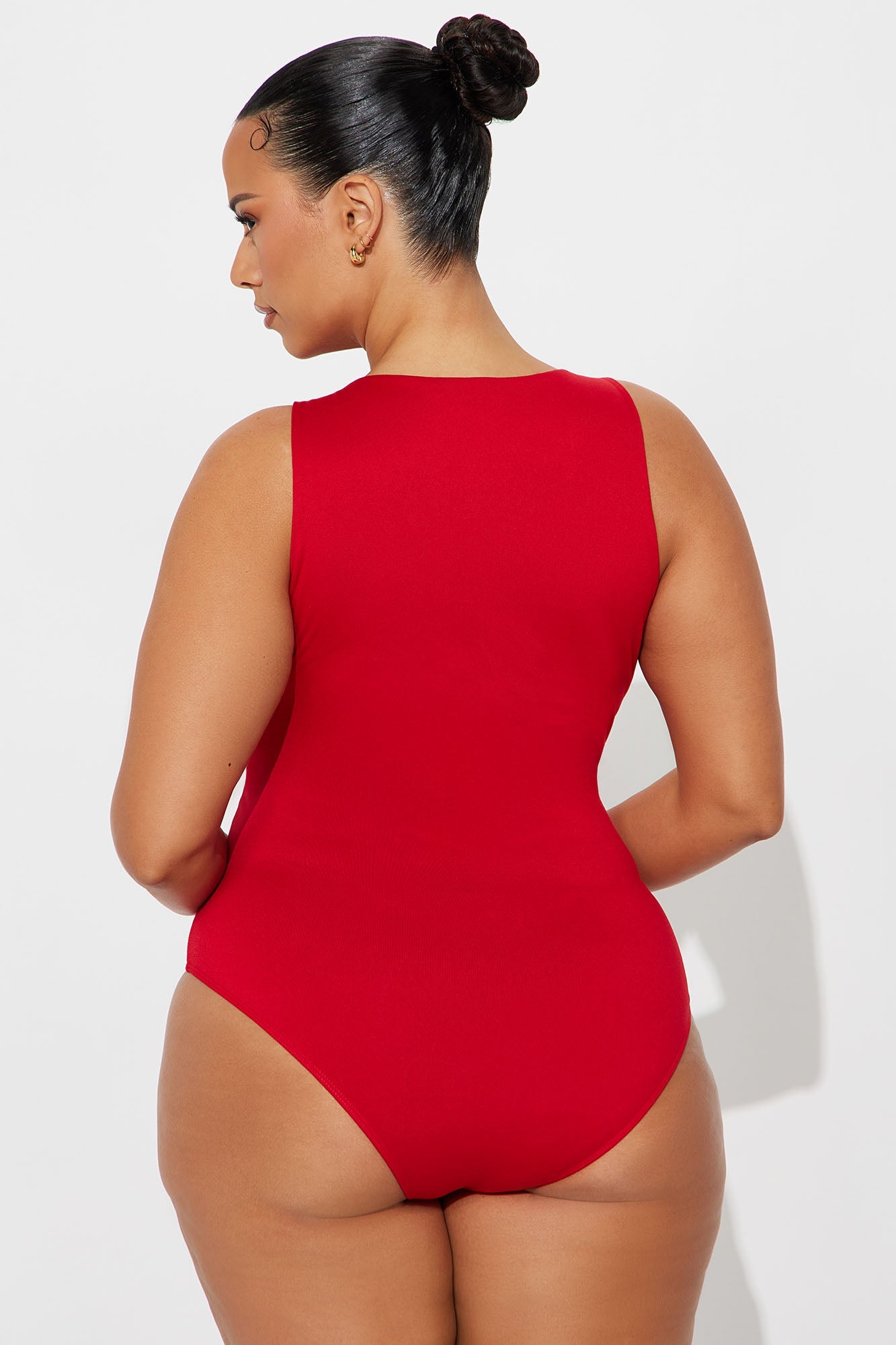 Aimee Double Lined Bodysuit - DarkRed