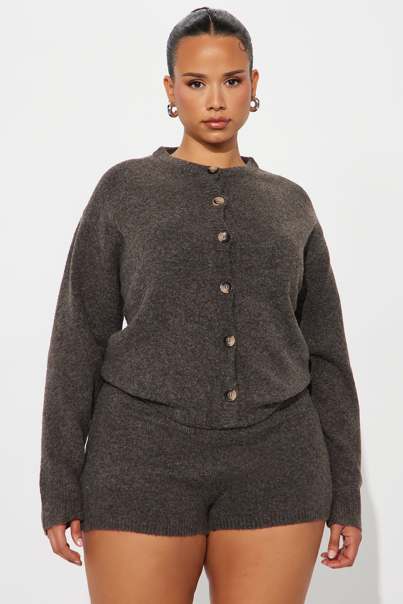Aria Sweater Romper - Mocha