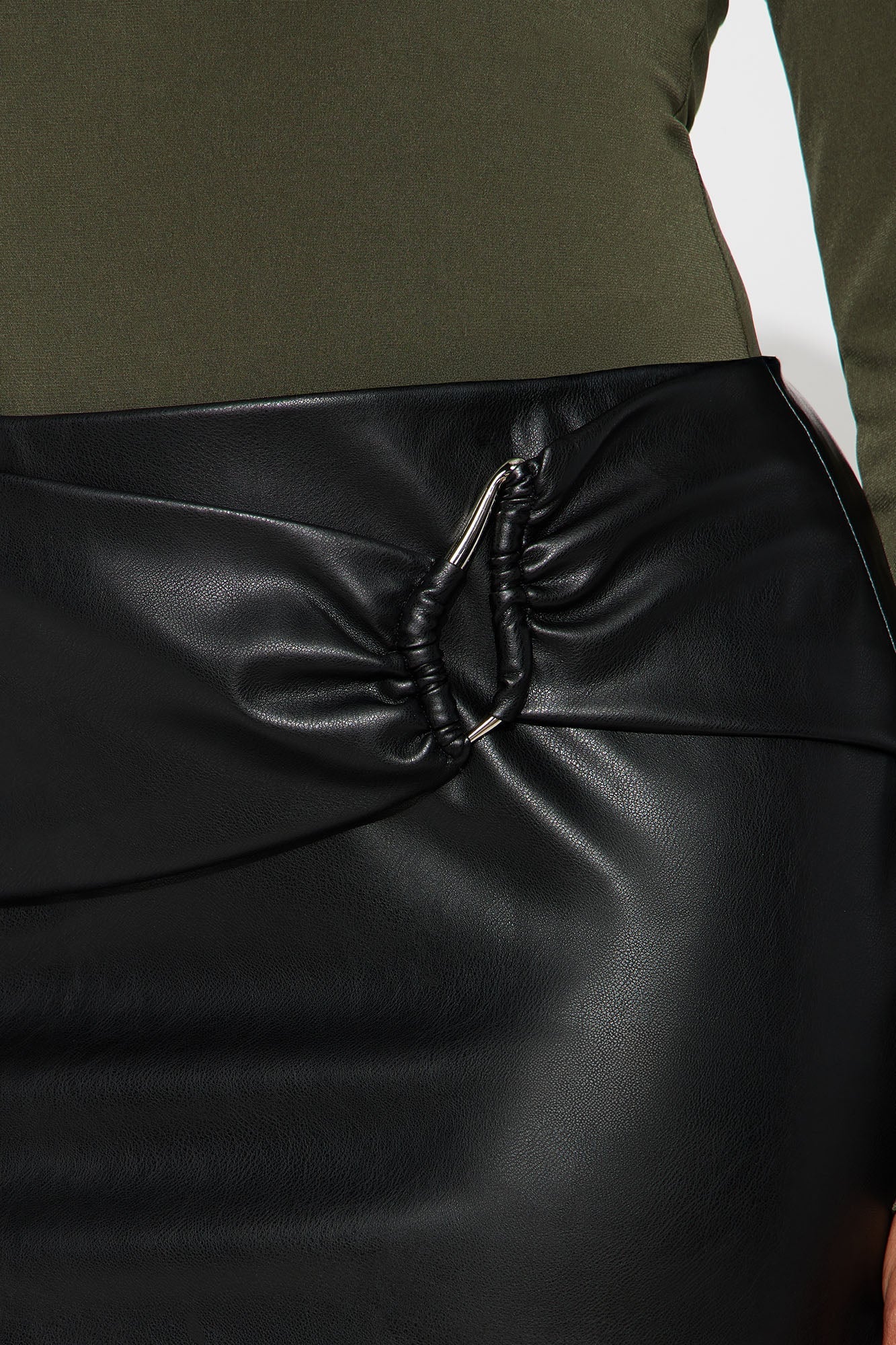 GNO Vibes Hardware Faux Leather Micro Mini Skort - Black