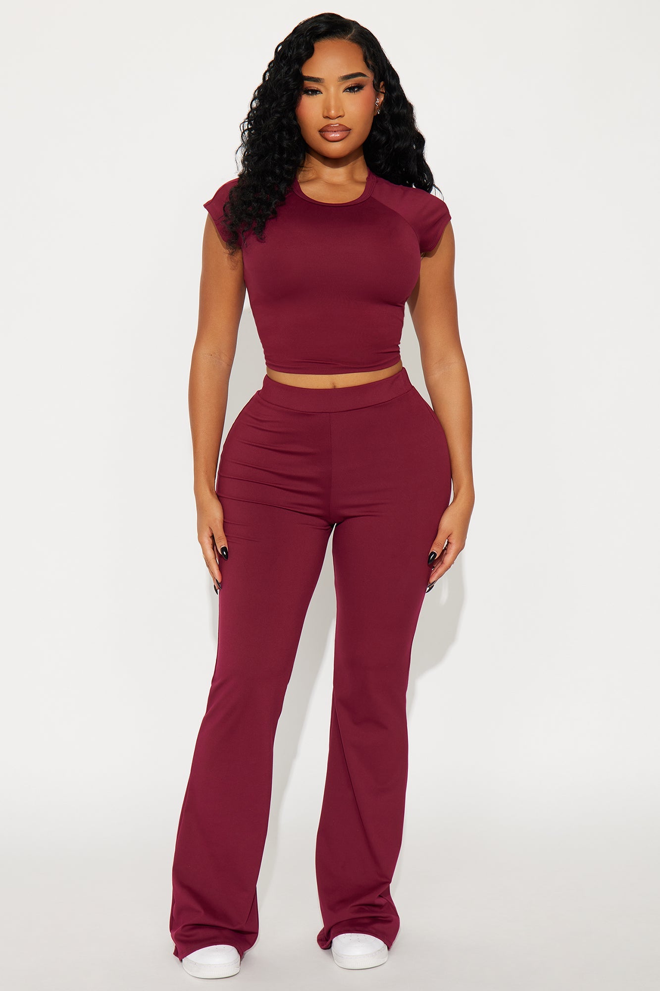 Riley Baby Tee Pant Set - Wine
