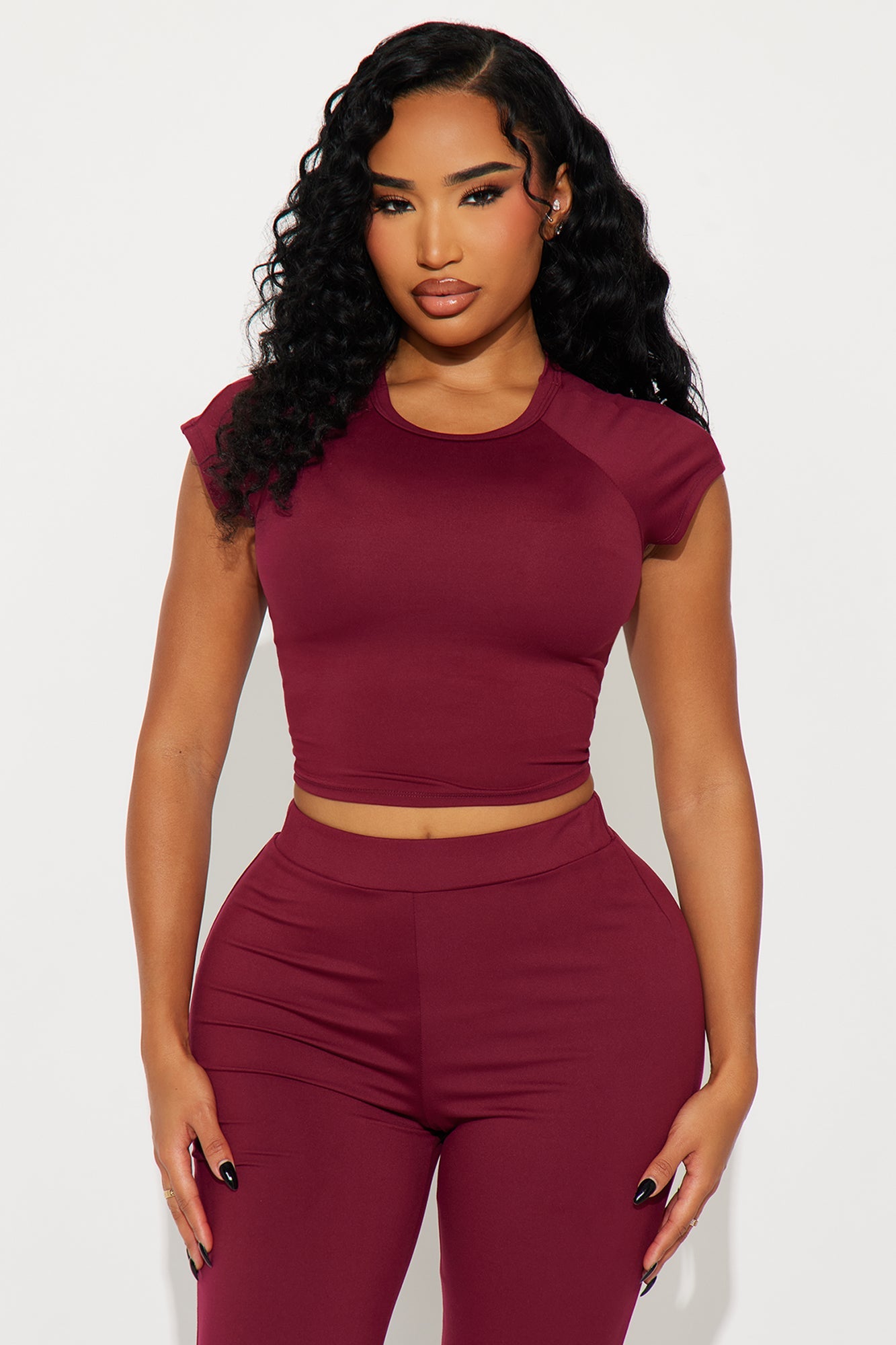 Riley Baby Tee Pant Set - Wine