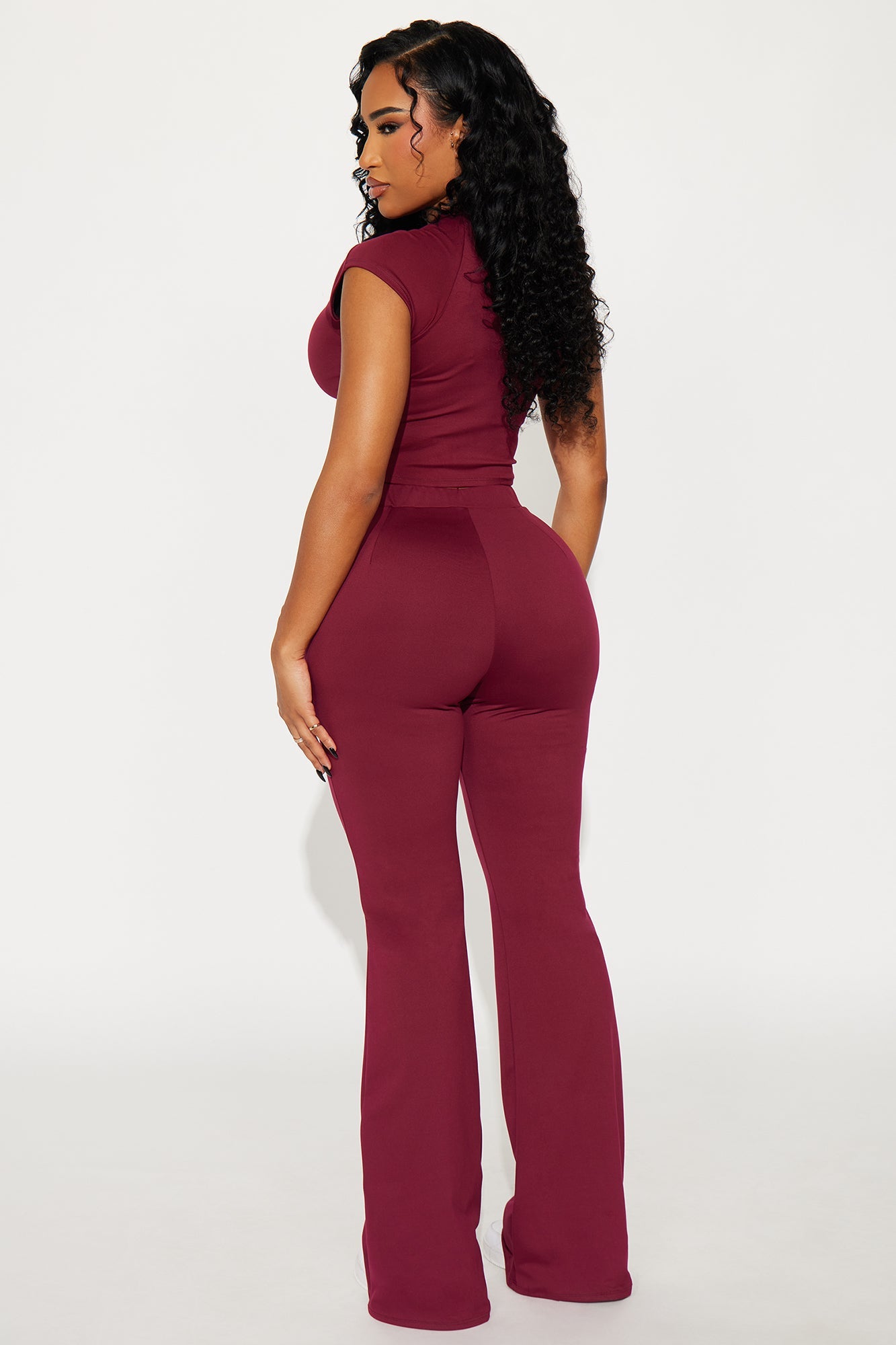 Riley Baby Tee Pant Set - Wine