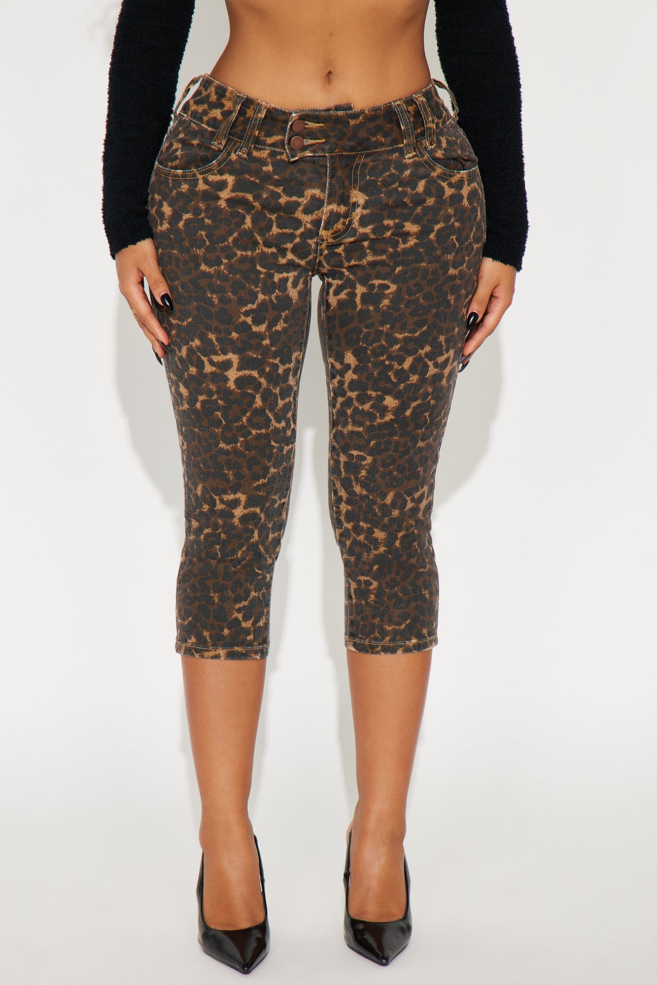Wild One Leopard Capri Jeans - Brown