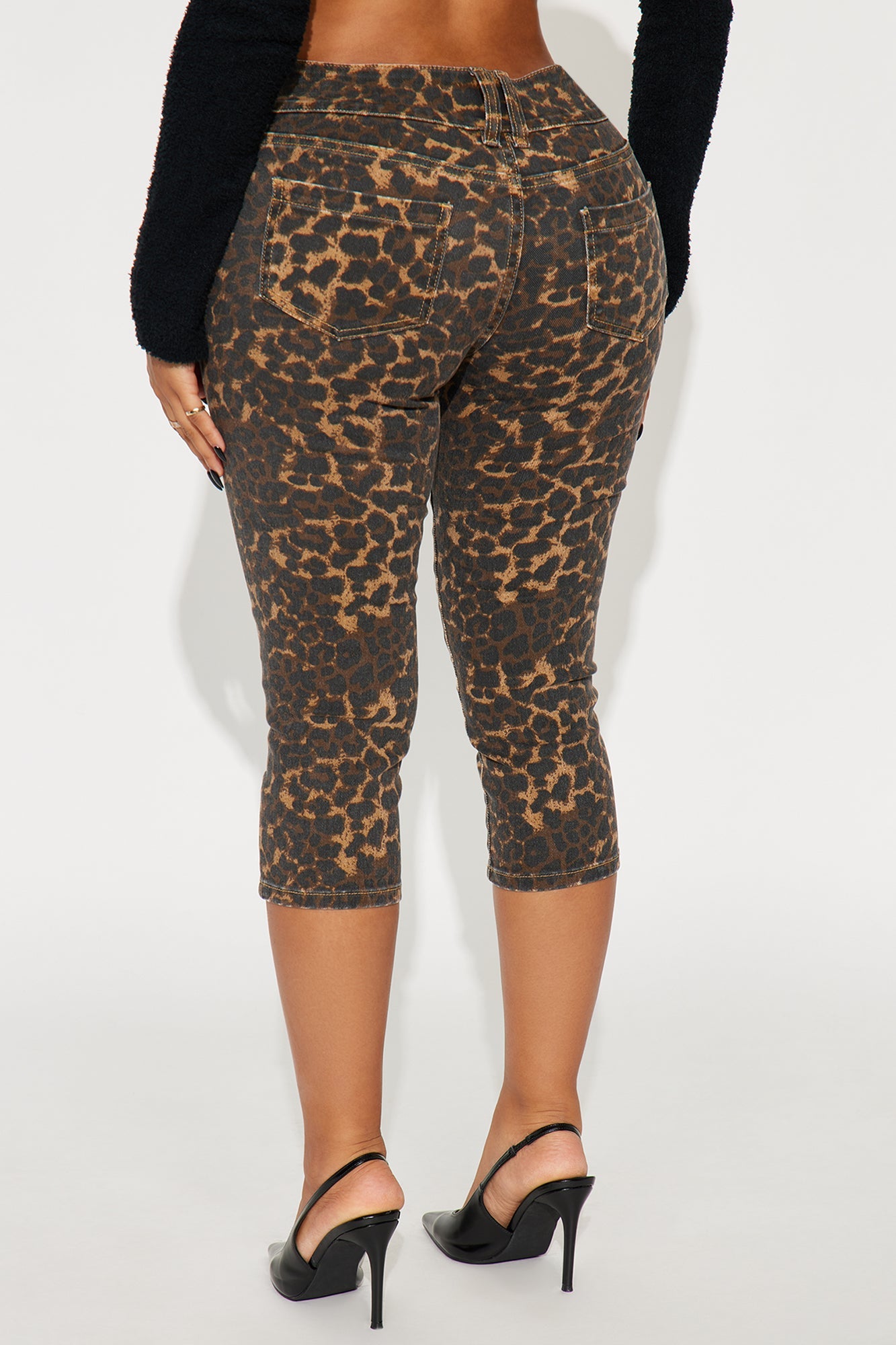 Wild One Leopard Capri Jeans - Brown
