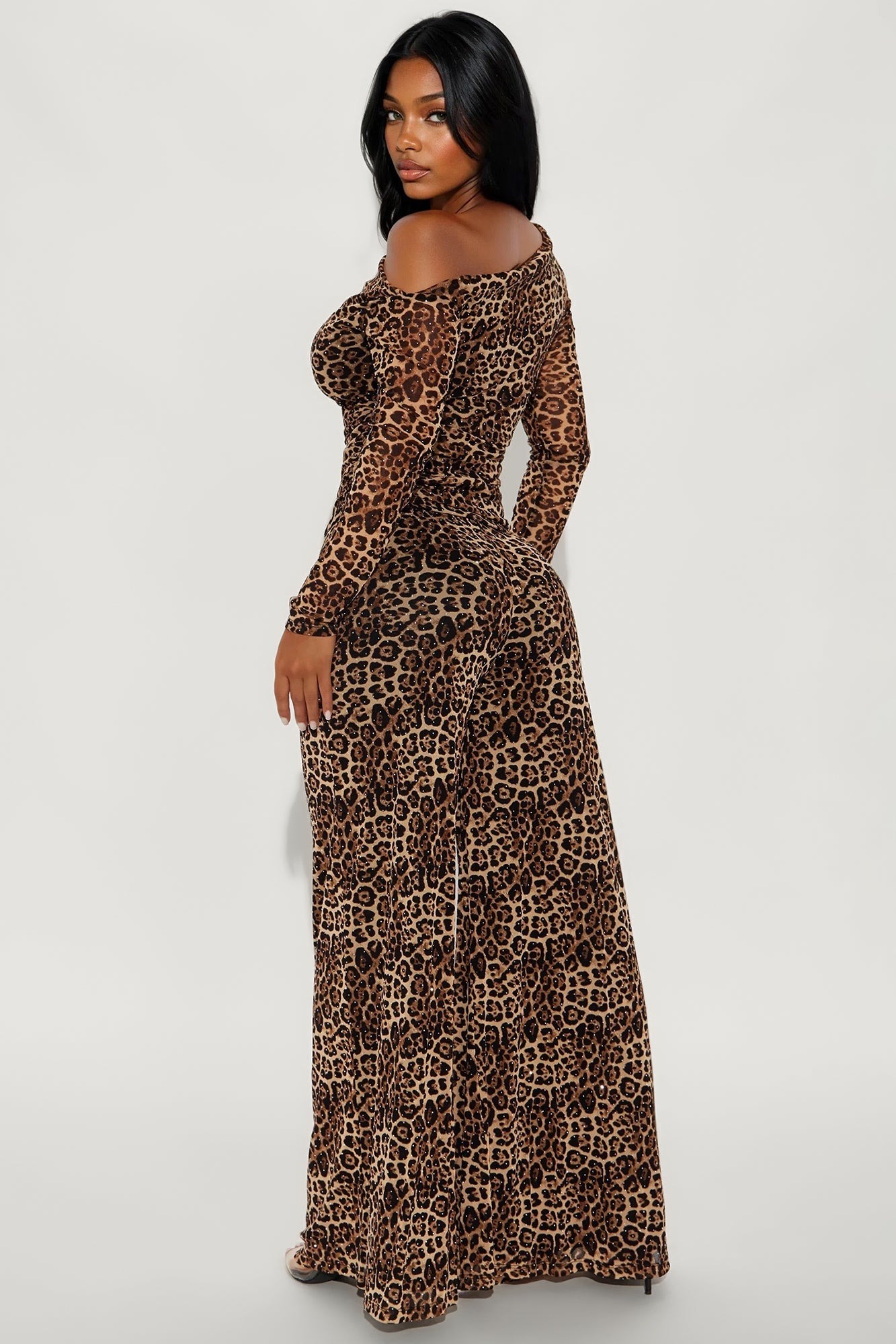 Kara Leopard Wide Leg Pant Set - Brown/combo