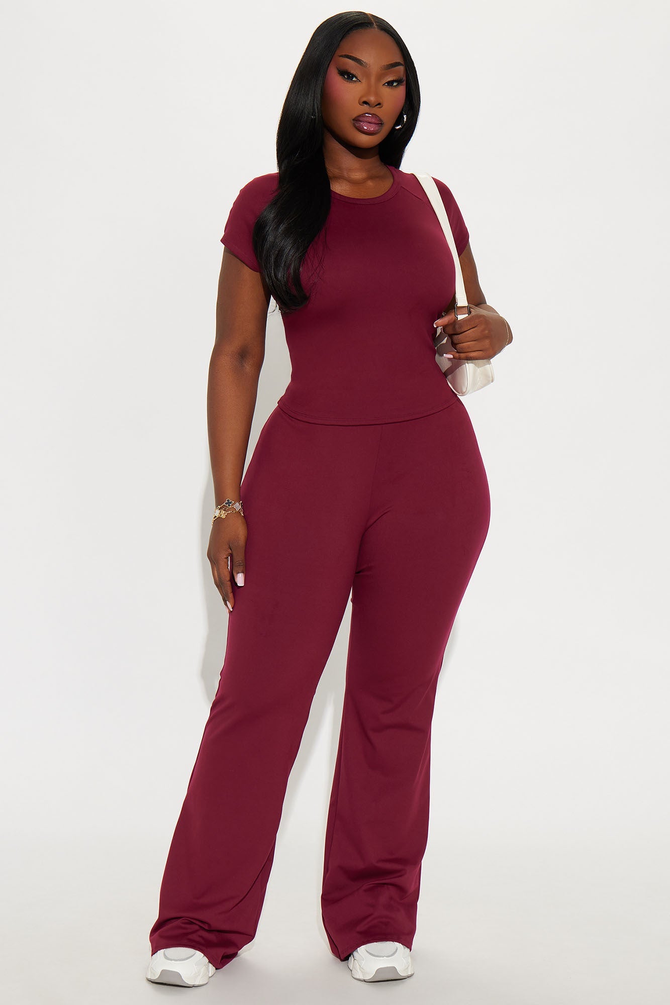 Riley Baby Tee Pant Set - Wine