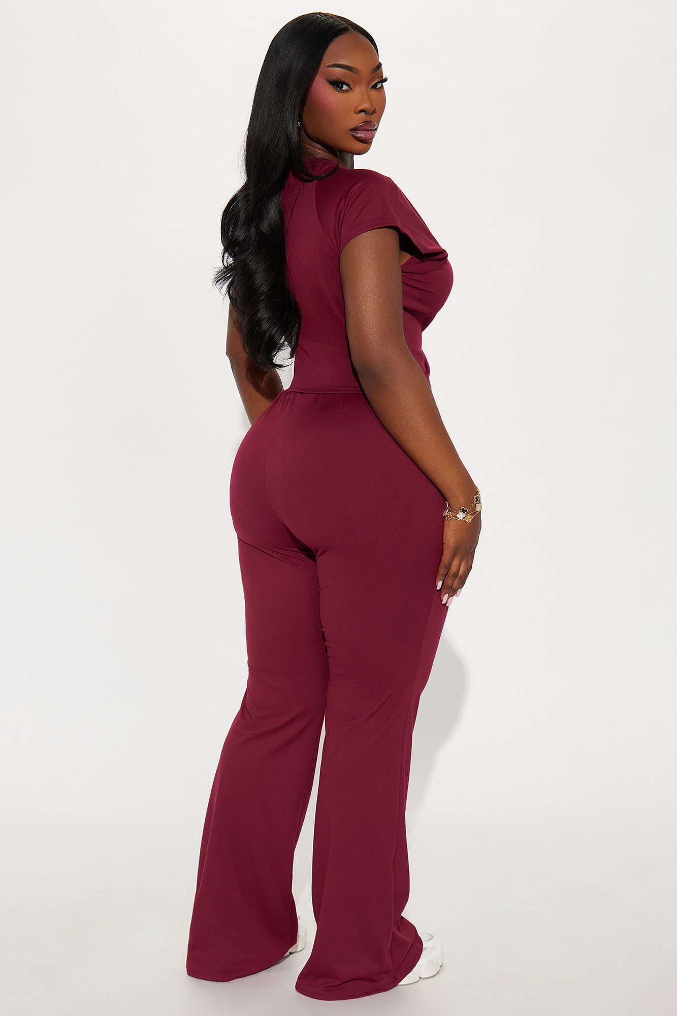 Riley Baby Tee Pant Set - Wine
