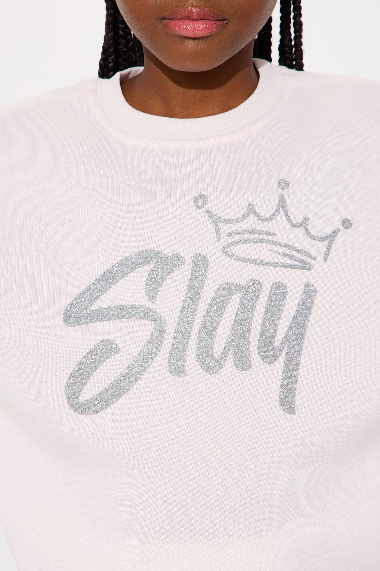 Mini Slay Queen Crew Neck Sweatshirt - Light Pink