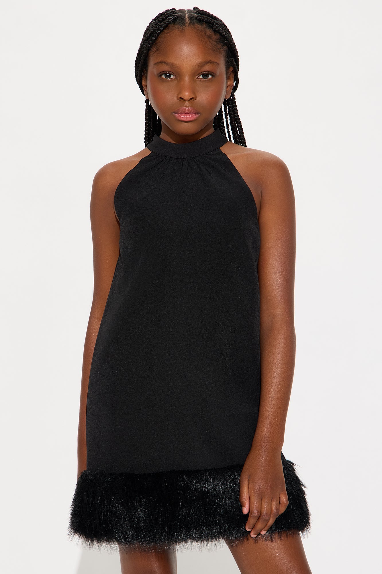 Mini Sienna Faux Fur Dress - Black
