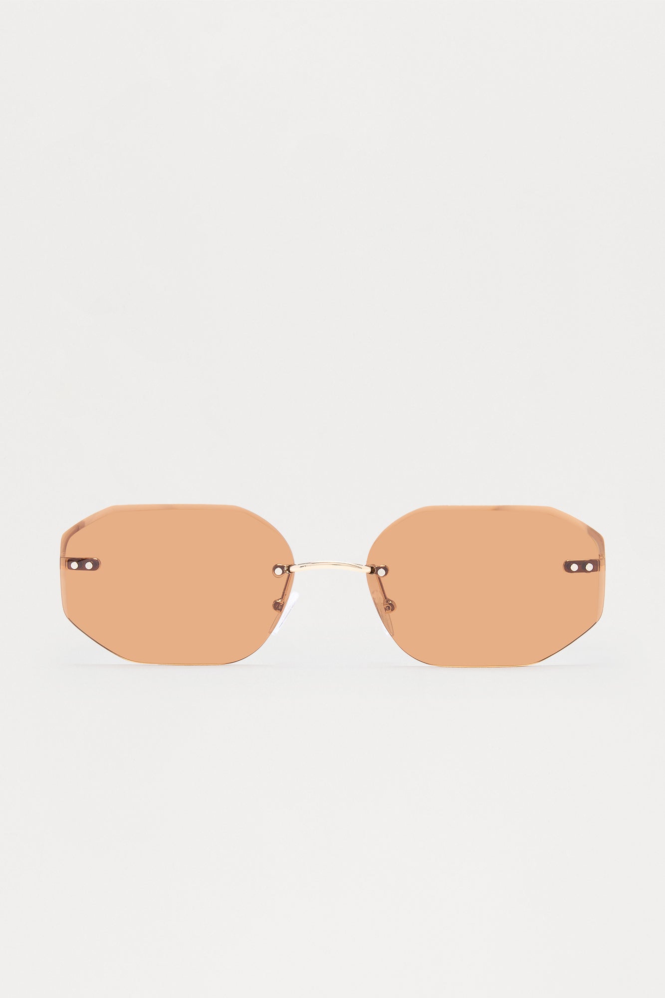Frameless Geometric Colored Lens Sunglasses - Brown