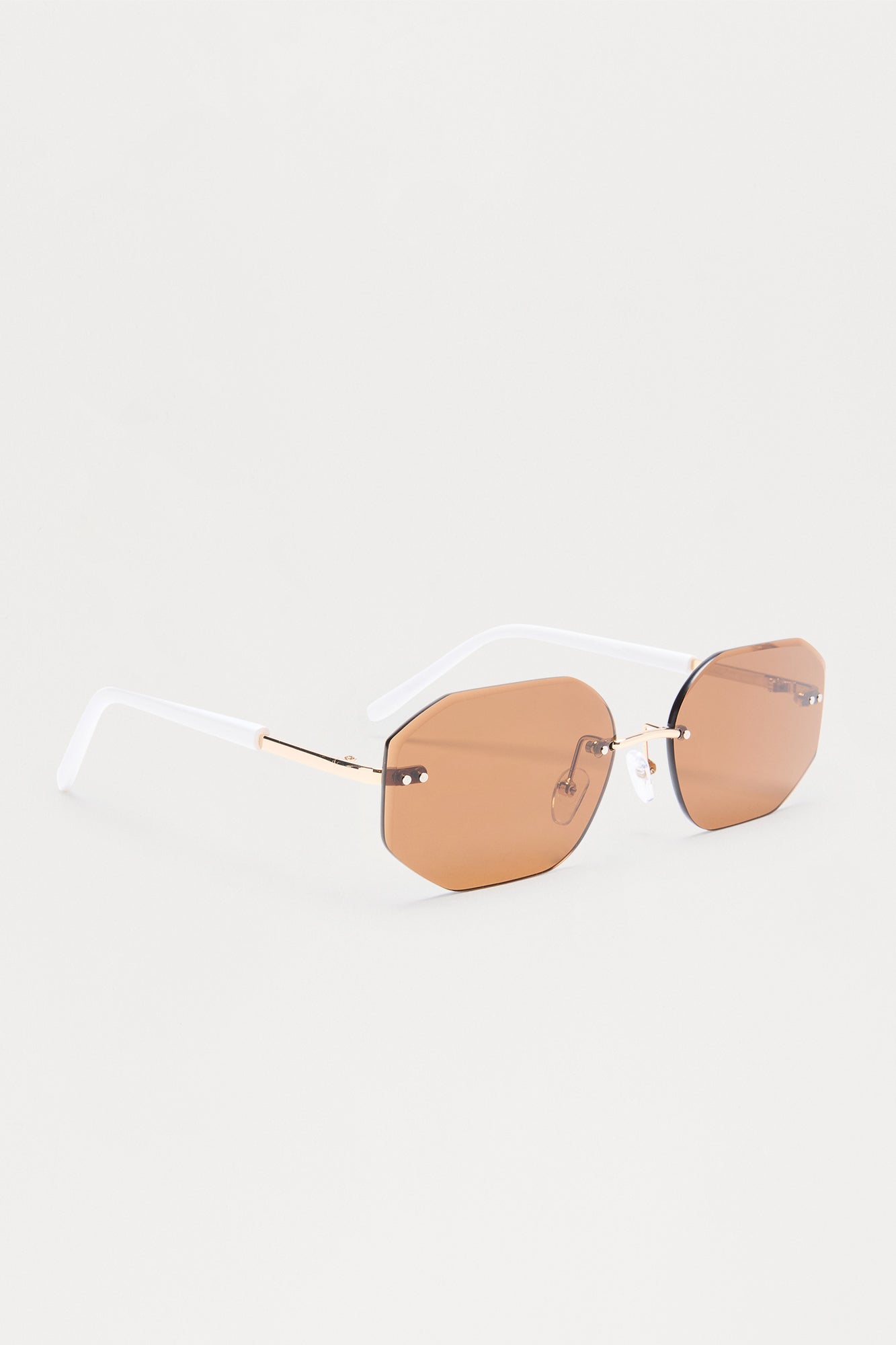 Frameless Geometric Colored Lens Sunglasses - Brown