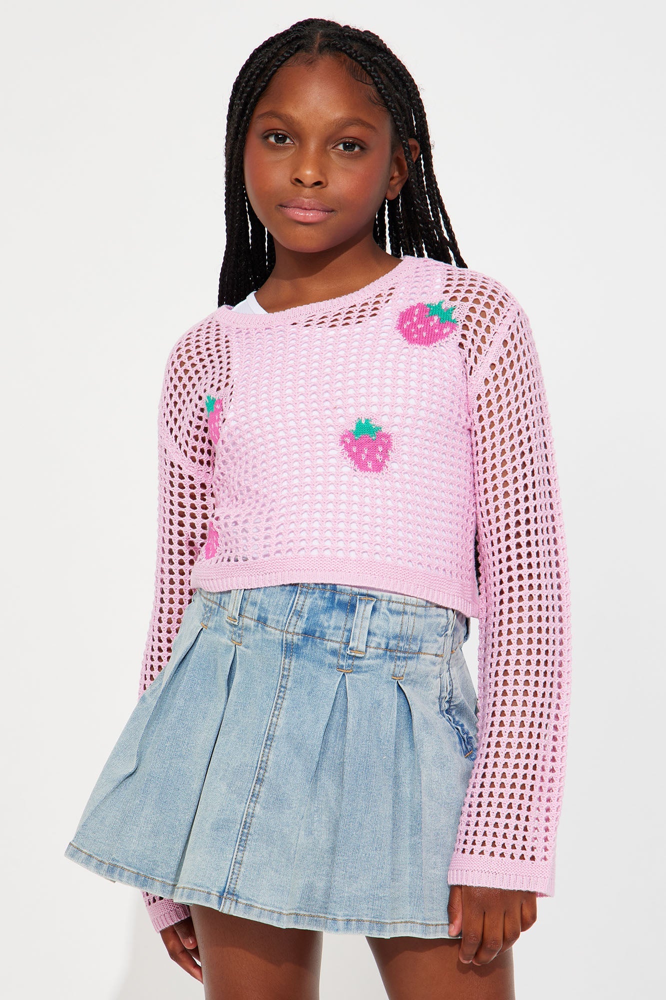 Mini Strawberry Fields Layered Mesh Top - Pink/combo