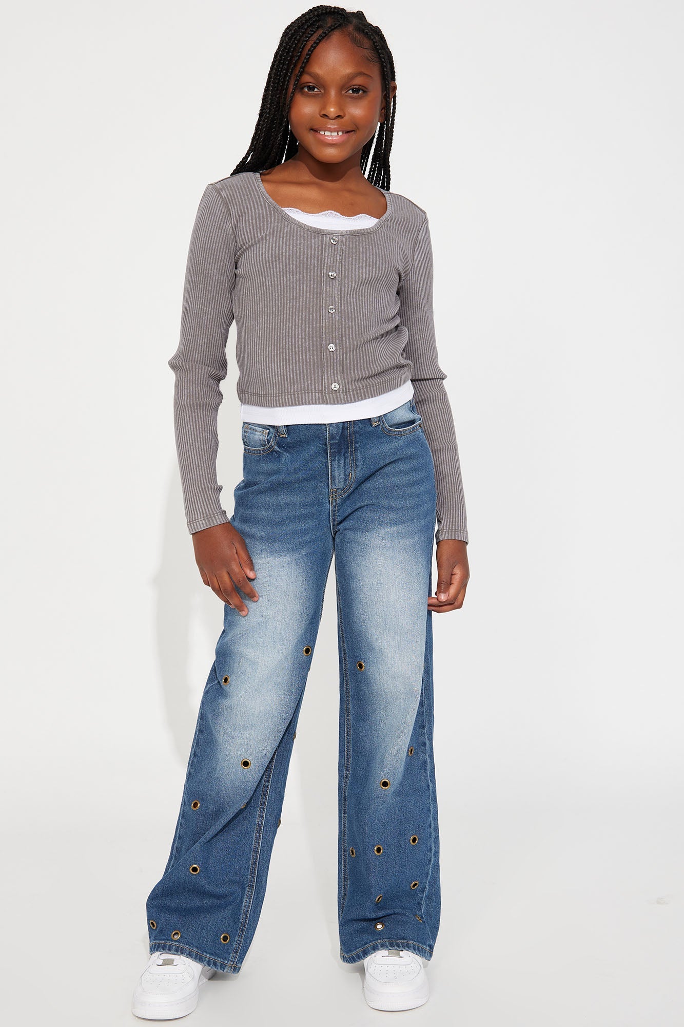 Mini Kali Hardware Wide Leg Jeans - Dark Wash