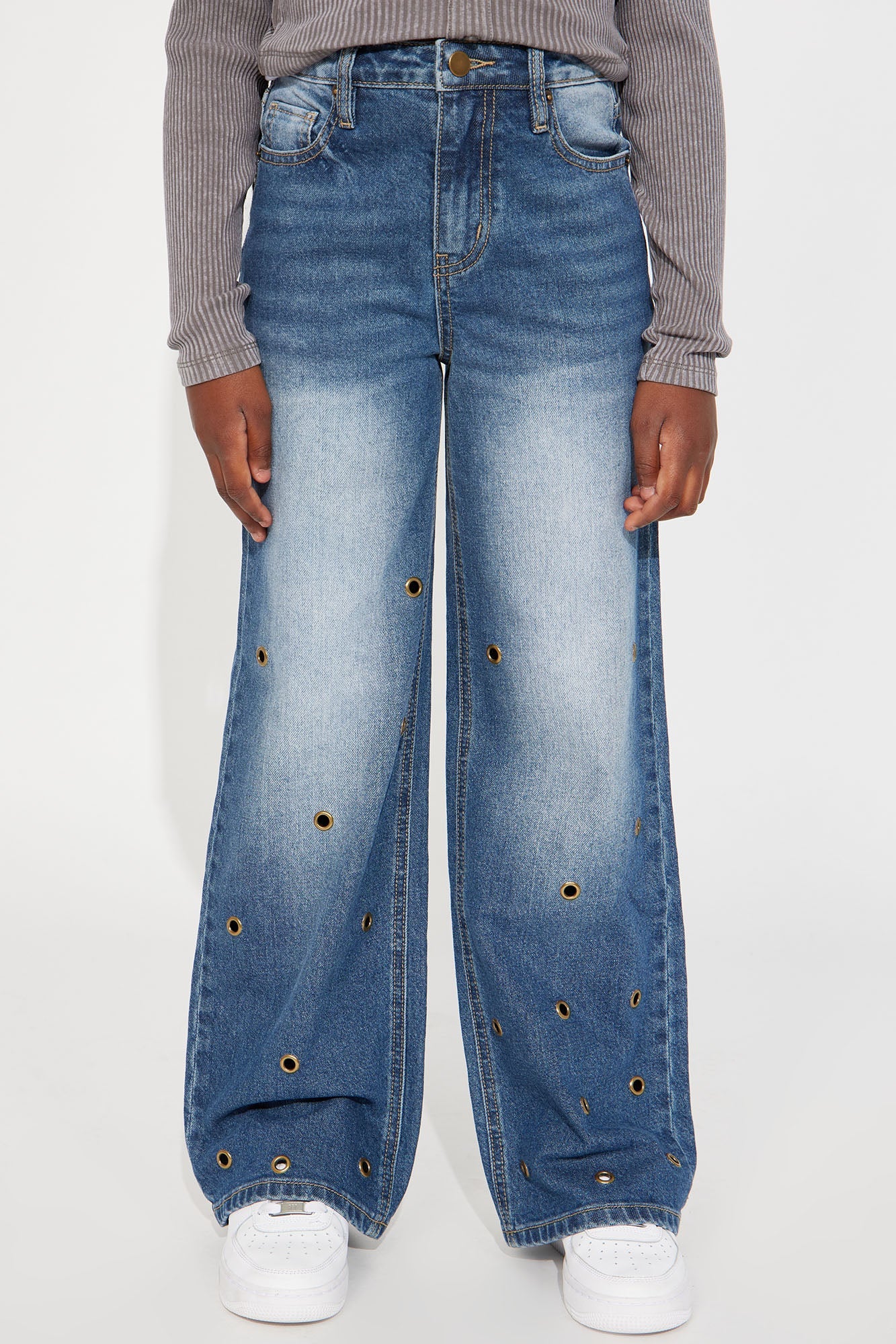 Mini Kali Hardware Wide Leg Jeans - Dark Wash