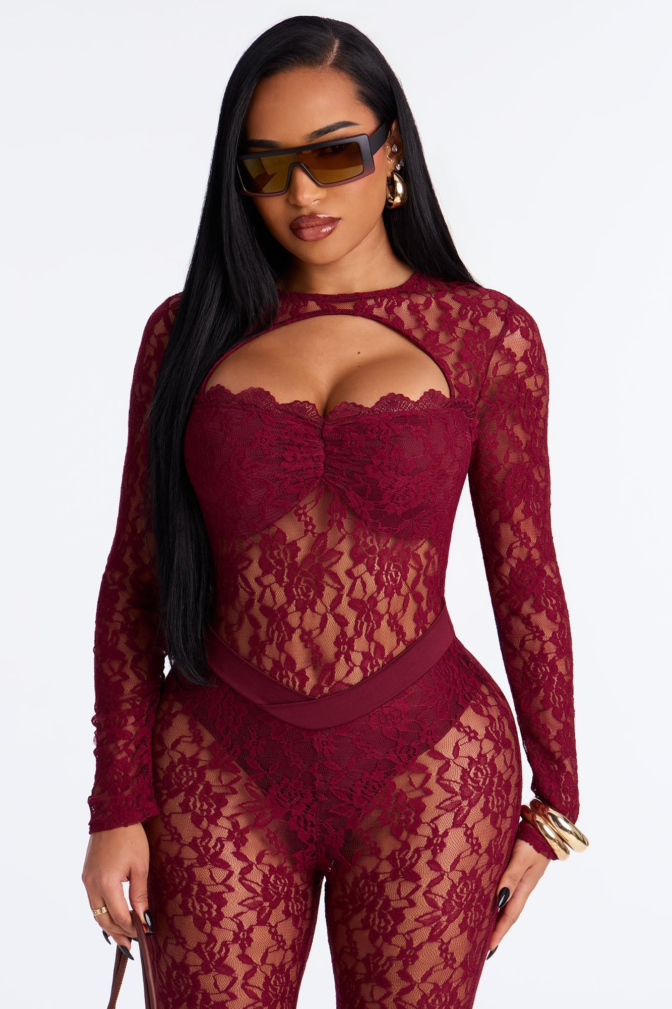 Gypsy Lace Jumpsuit - Burgundy