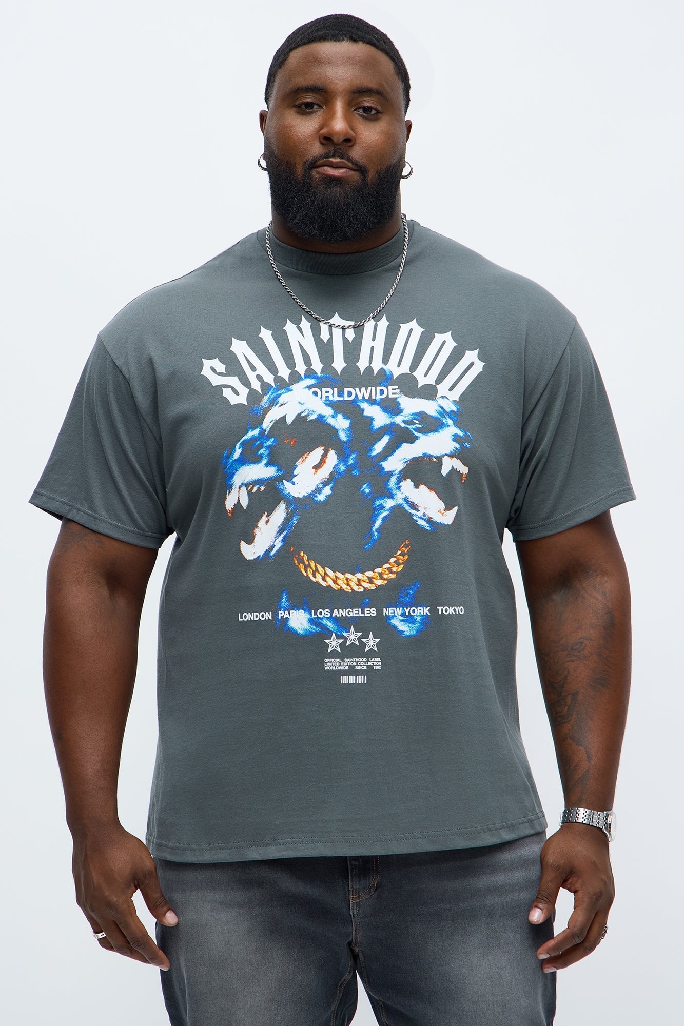 Sainthood Worldwide Short Sleeve Tee - Charcoal