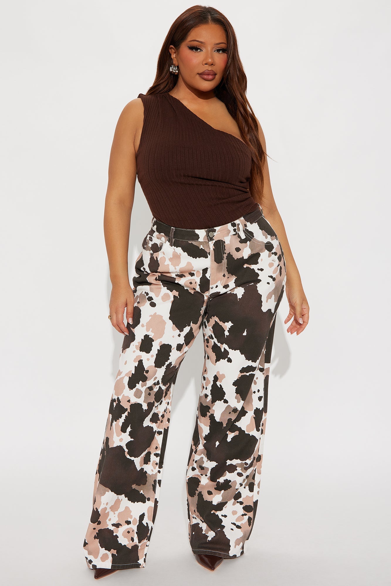 Modern Movement Wide Leg Jeans - Tan/Multi