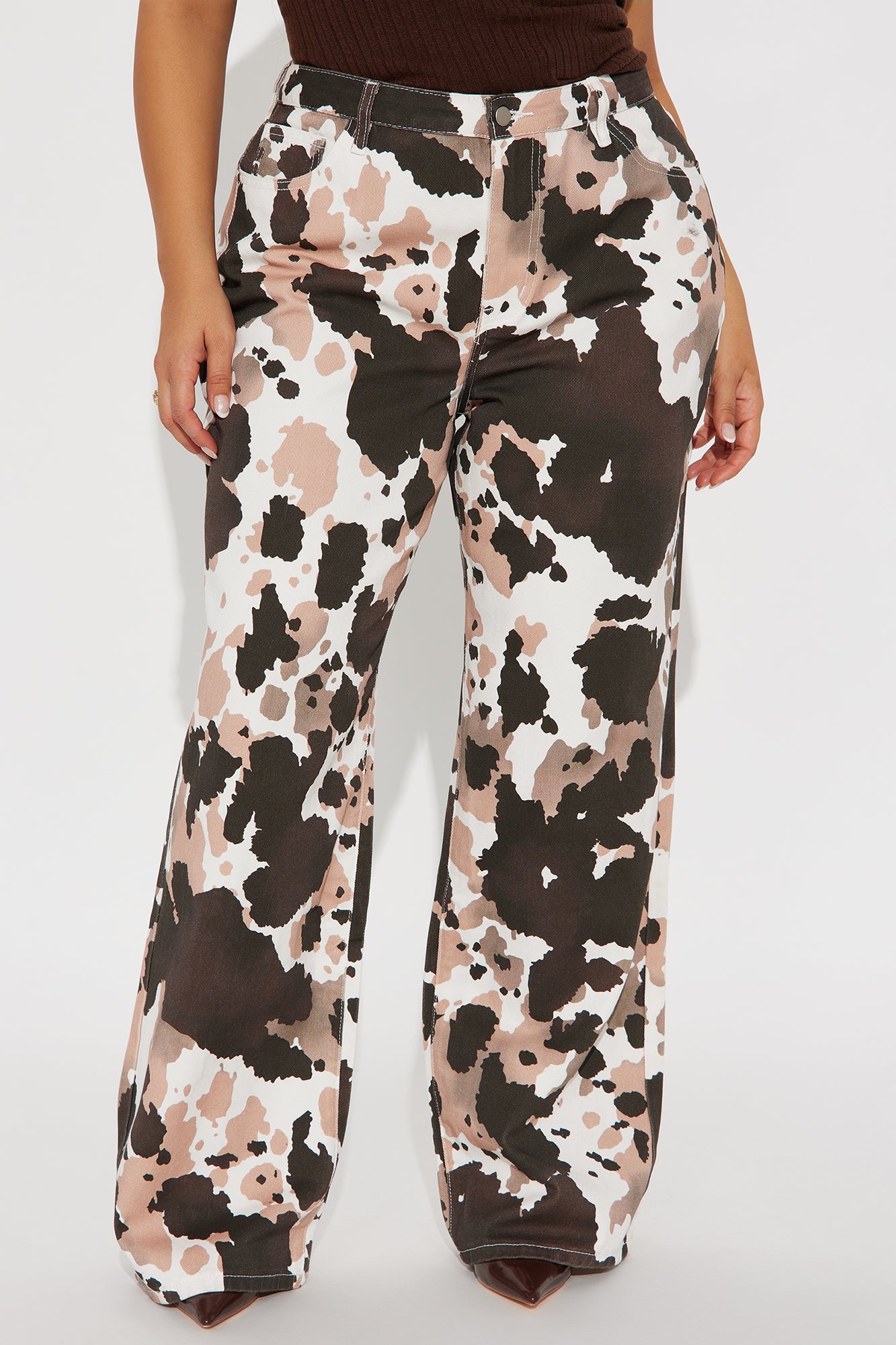 Modern Movement Wide Leg Jeans - Tan/Multi