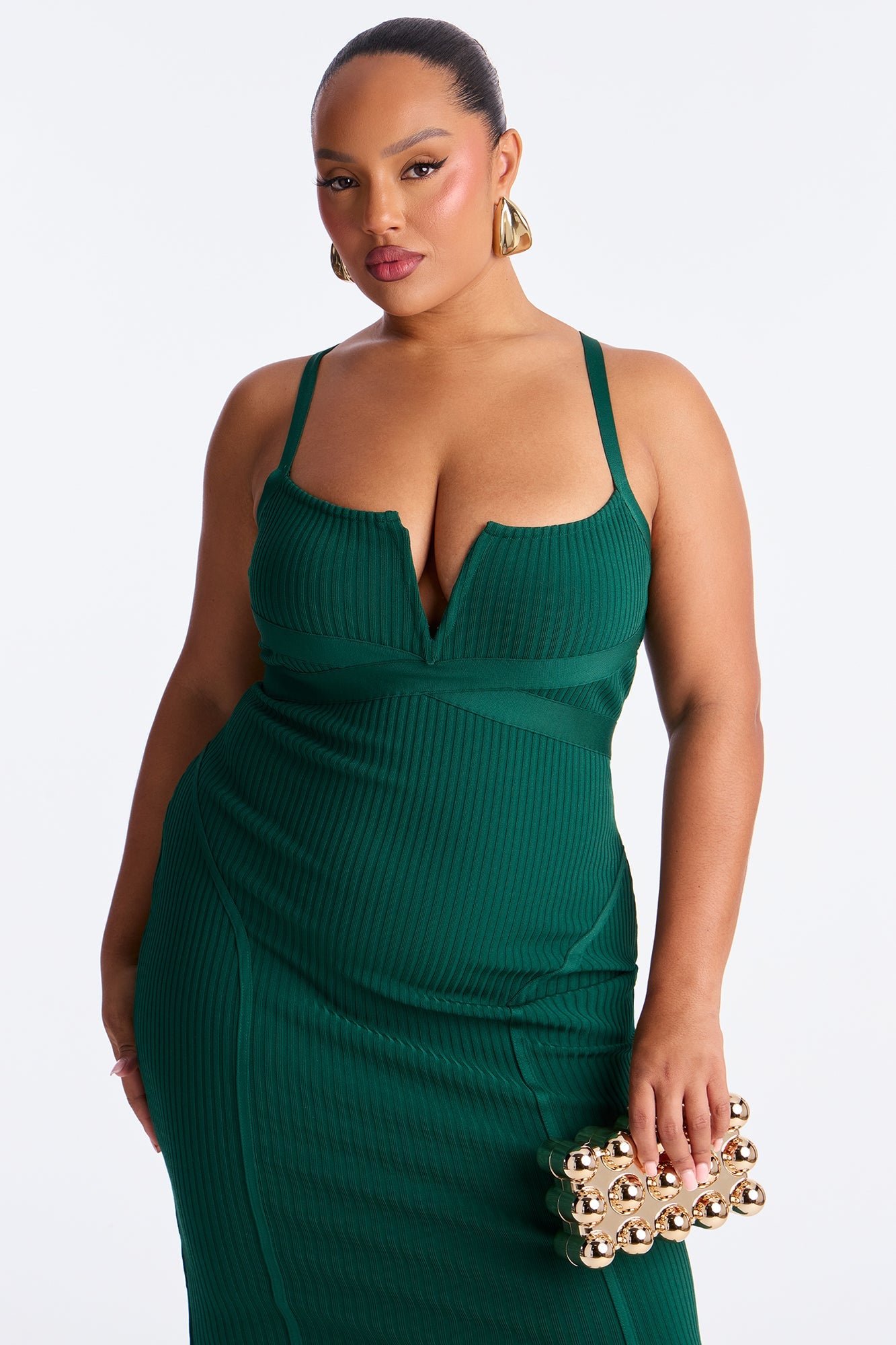Misty Bandage Midi Dress - Hunter Green