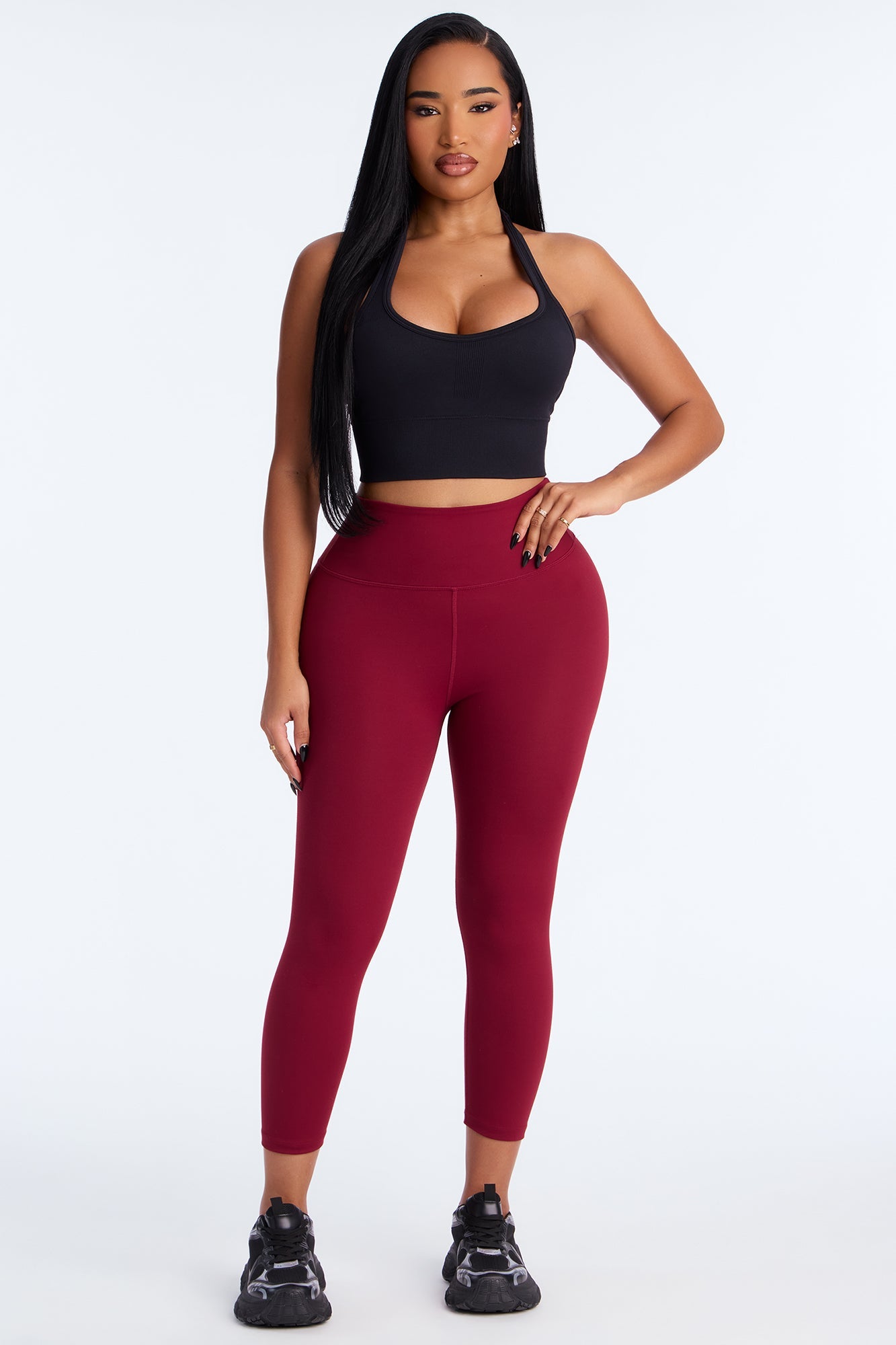 Flexibility Super Soft Capri Active Legging - Burgundy