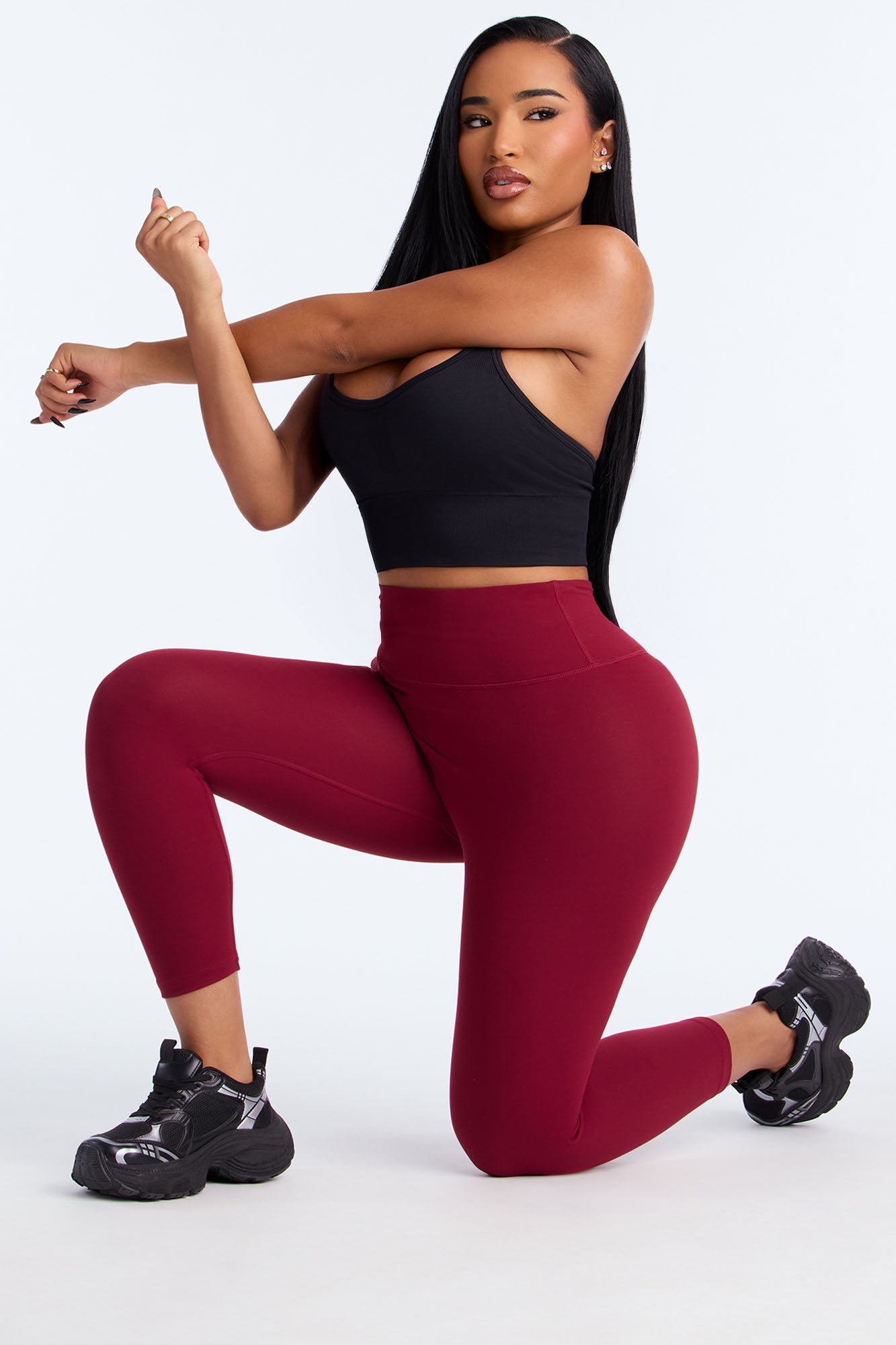 Flexibility Super Soft Capri Active Legging - Burgundy