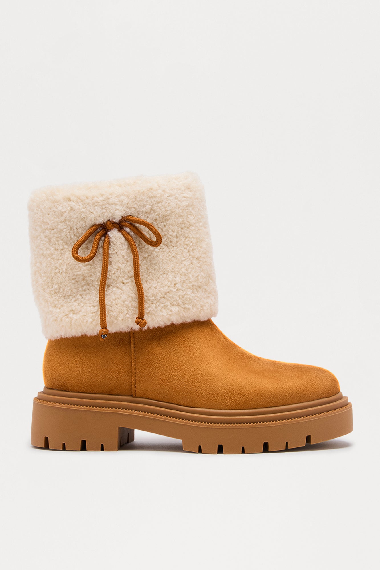 Frostbite Fur Trim Booties - Chestnut